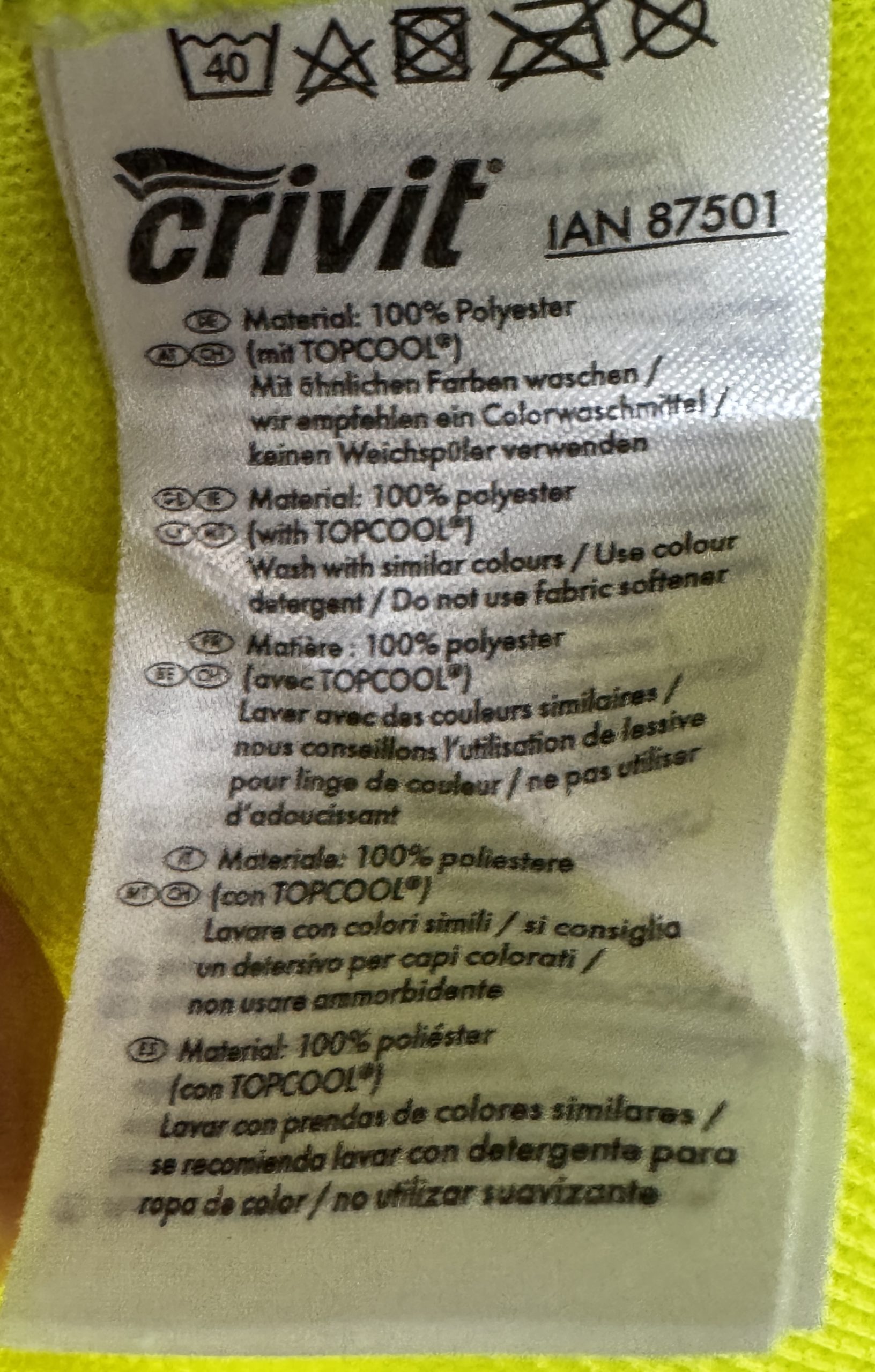 Crivit Neon Yellow Sports T-Shirt Large 100% Polyester Pro Run 653 image 5