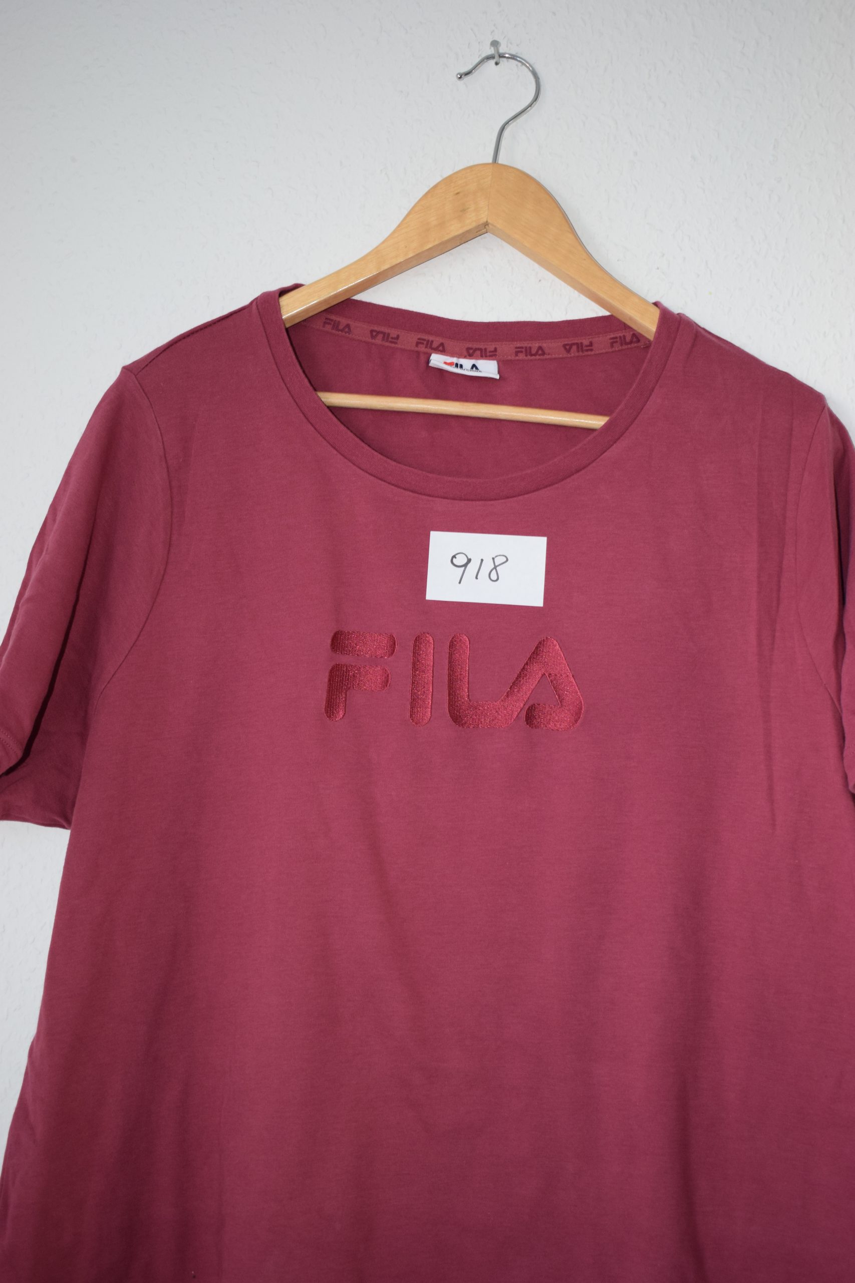 Fila Burgundy Logo T-Shirt Medium Casual 918 image 5