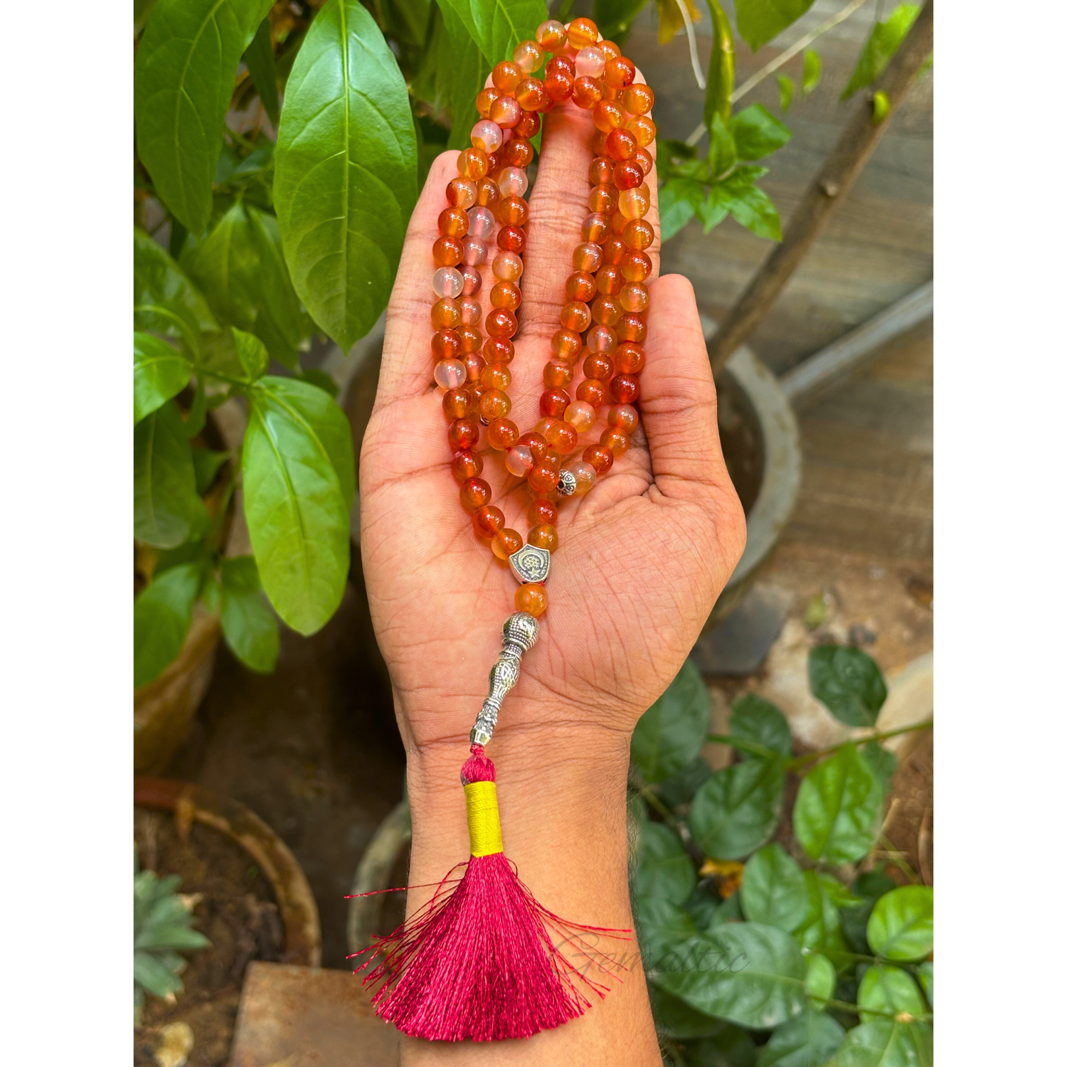 Red Carnelian Tasbih 8MM – 99+1 Beads | 100% Natural Certified Handmade Stone Tasbih image 2