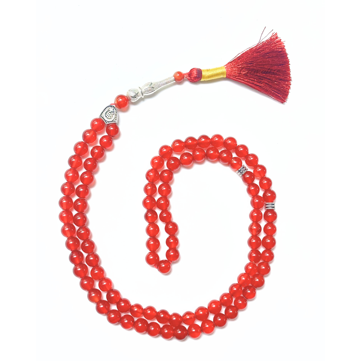 Red Hakik Tasbih 8MM – 99+1 Beads | 100% Natural Certified Handmade Stone Tasbih