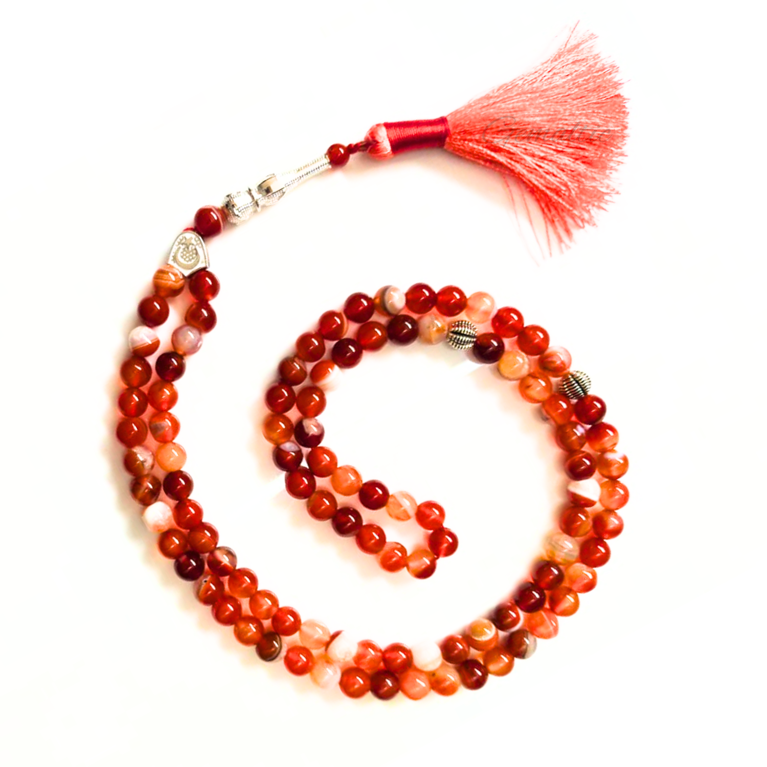 Red Sulemani Hakik Tasbih 8MM – 99+1 Beads | 100% Natural Certified Handmade Stone Tasbih