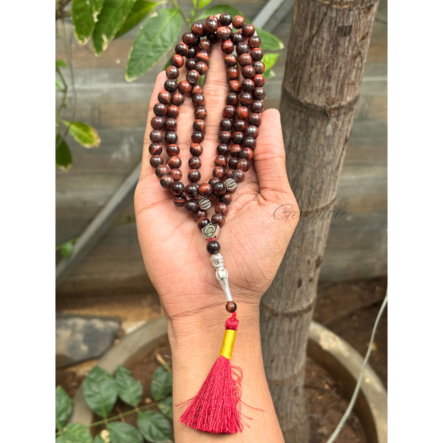 Red Tiger Eye Tasbih 8MM – 99+1 Beads | 100% Natural Certified Handmade Stone Tasbih image 2