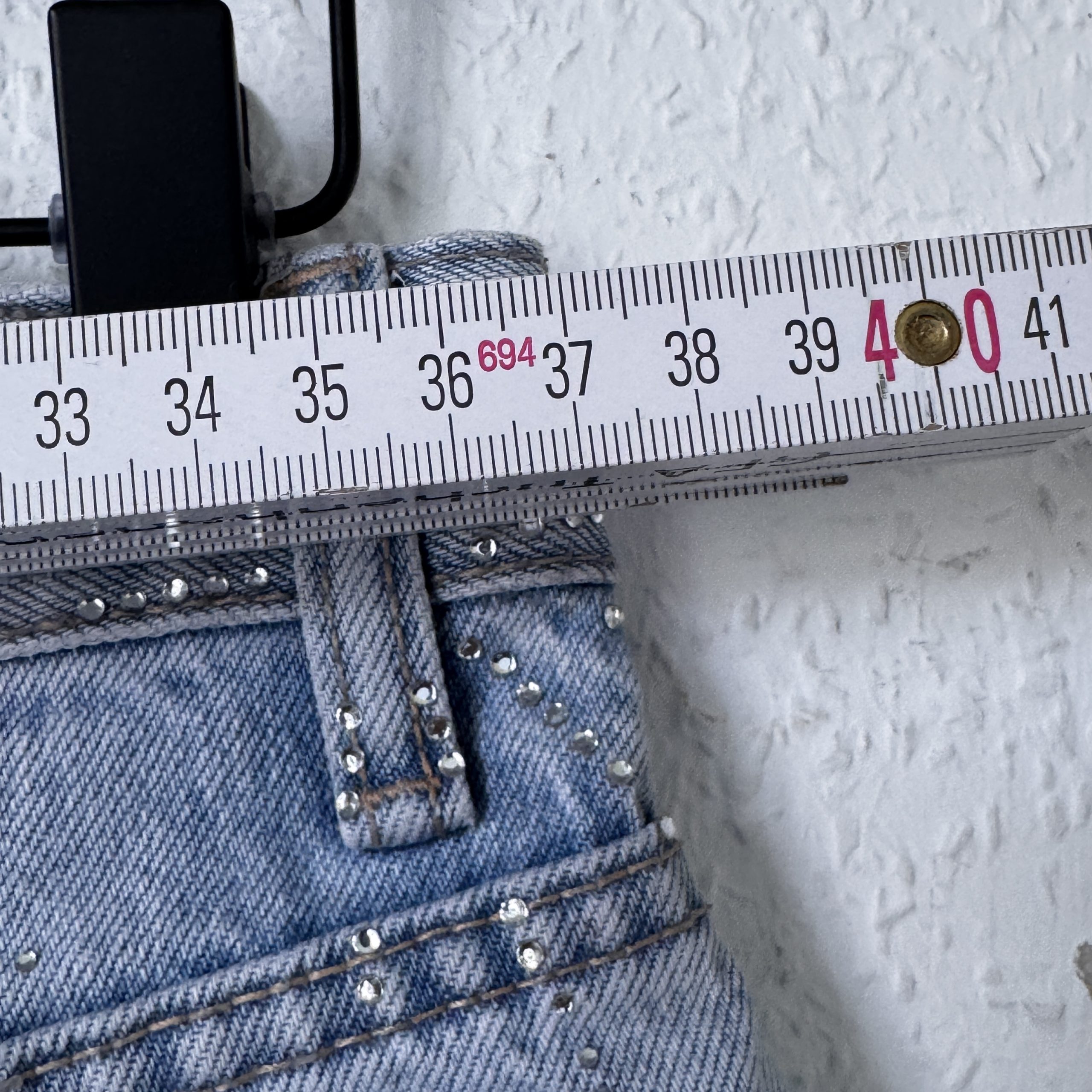 Zara Light Blue Studded Denim Shorts UK 8 2517 image 9
