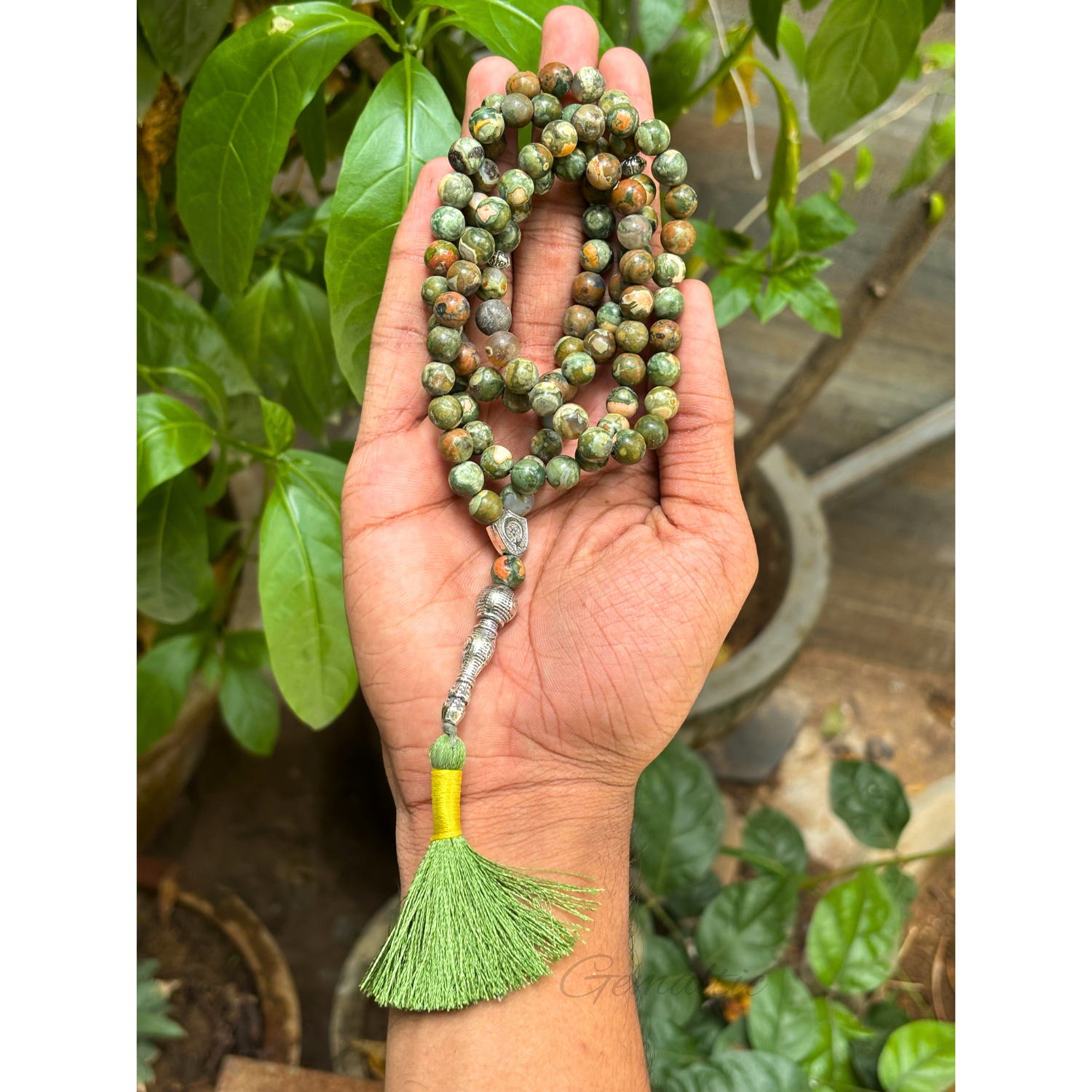Rhoyalite Tasbih 8MM – 99+1 Beads | 100% Natural Certified Handmade Stone Tasbih image 2