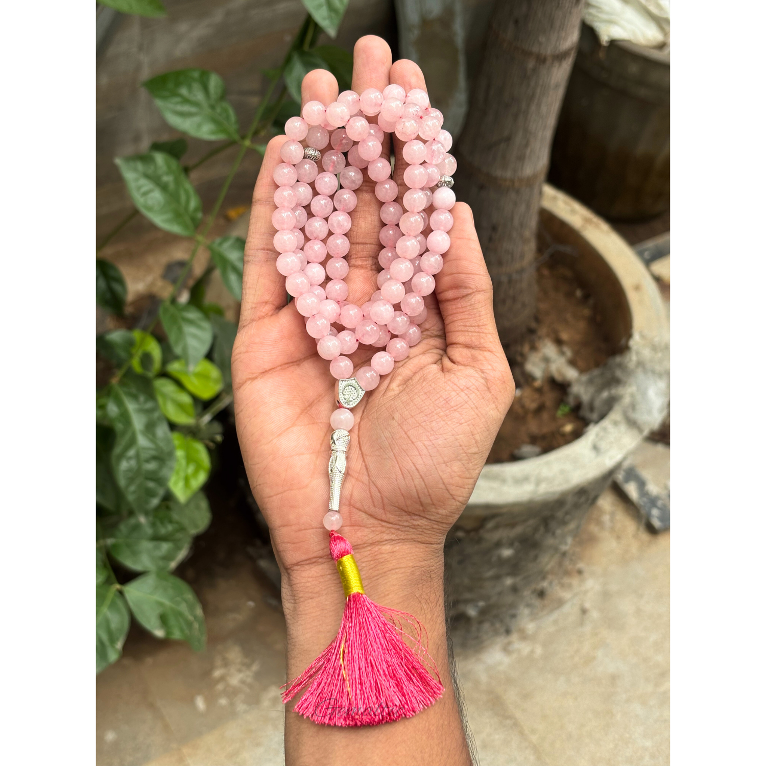 Rose Quartz Tasbih 8MM – 99+1 Beads | 100% Natural Certified Handmade Stone Tasbih image 2