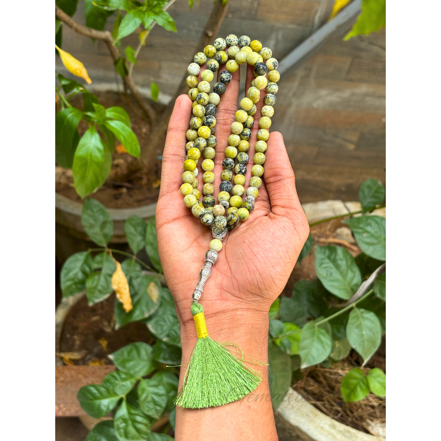 Serpentine Tasbih 8MM – 99+1 Beads | 100% Natural Certified Handmade Stone Tasbih image 2