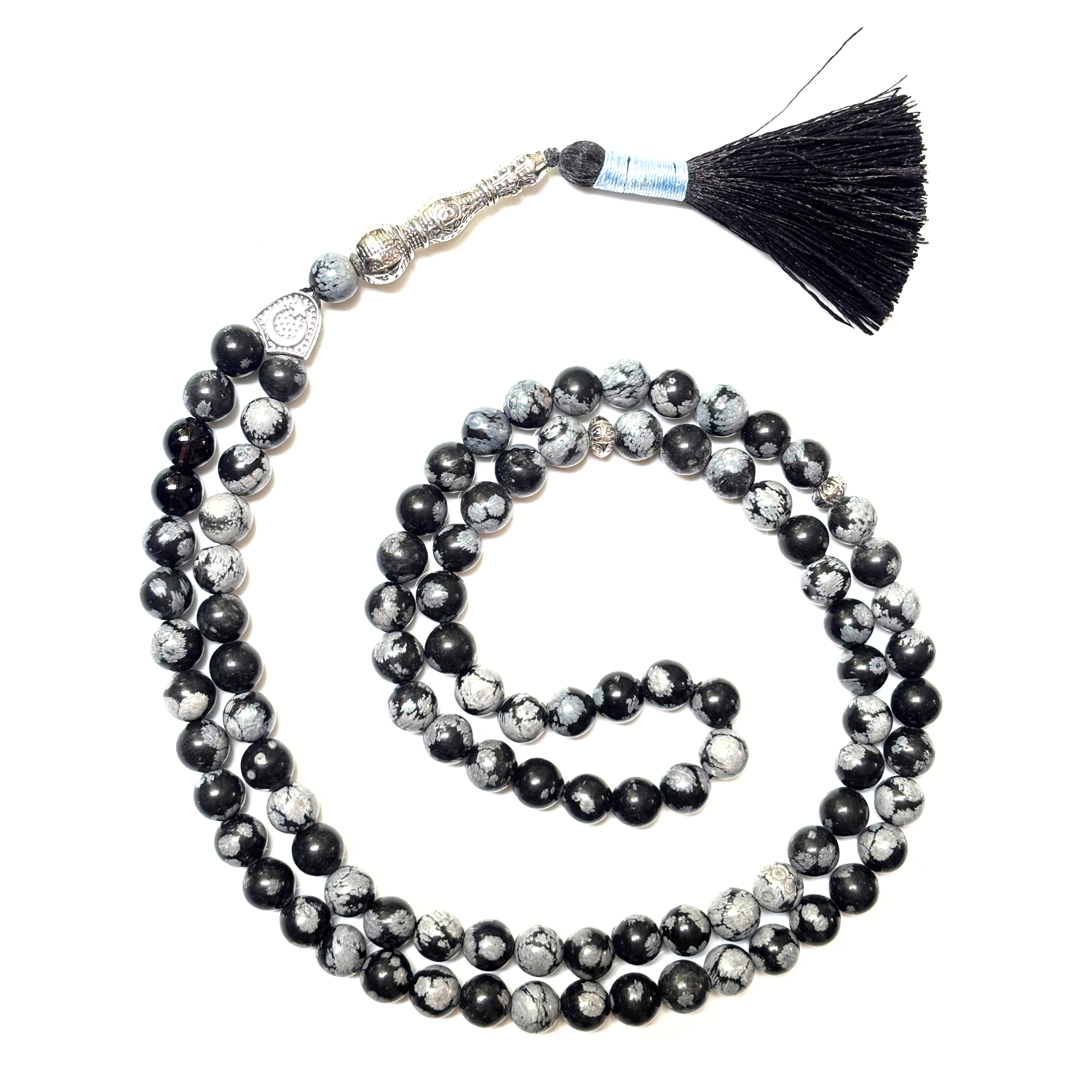 Snowflake Obsidian Tasbih 8MM – 99+1 Beads | 100% Natural Certified Handmade Stone Tasbih