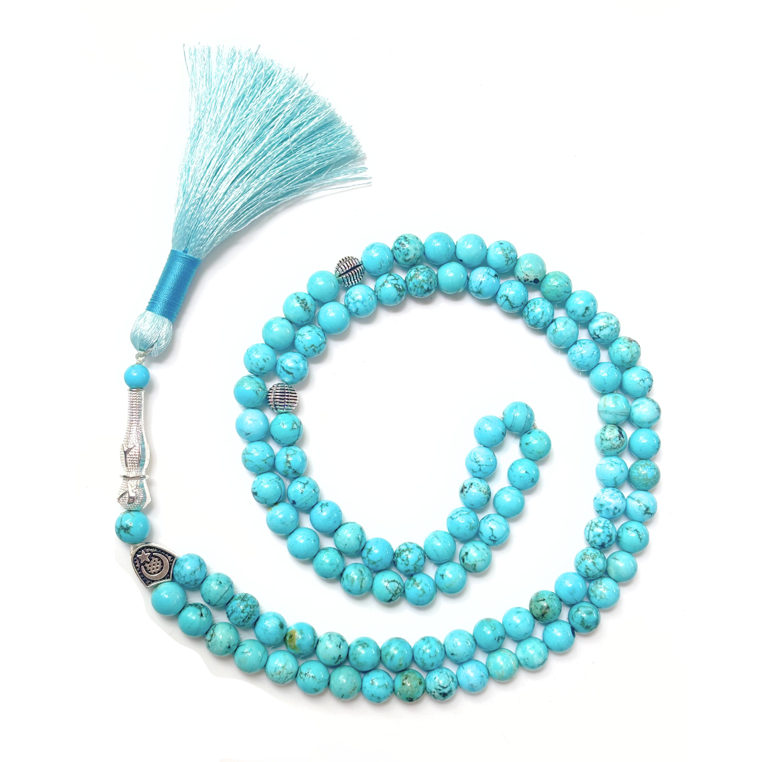Turquoise Blue Tasbih 8MM – 99+1 Beads | 100% Natural Certified Handmade Stone Tasbih