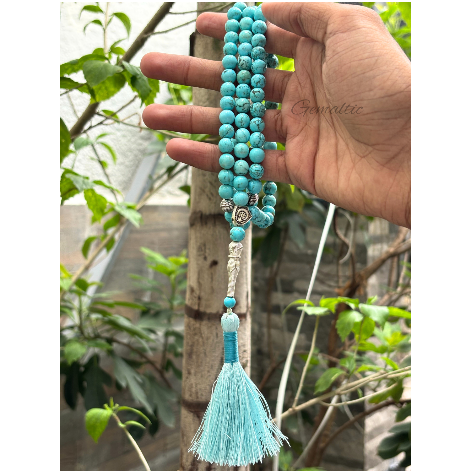 Turquoise Blue Tasbih 8MM – 99+1 Beads | 100% Natural Certified Handmade Stone Tasbih image 2