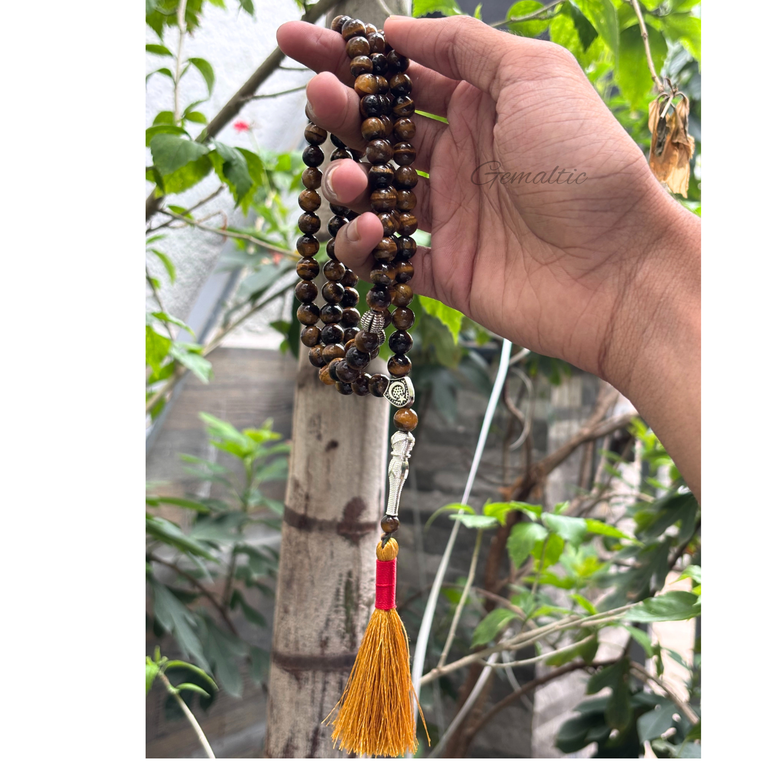 Tiger Eye Tasbih 8MM – 99+1 Beads | 100% Natural Certified Handmade Stone Tasbih image 2