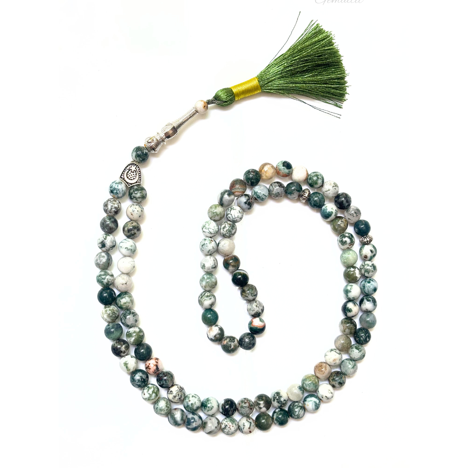 Tree Agate Tasbih 8MM – 99+1 Beads | 100% Natural Certified Handmade Stone Tasbih