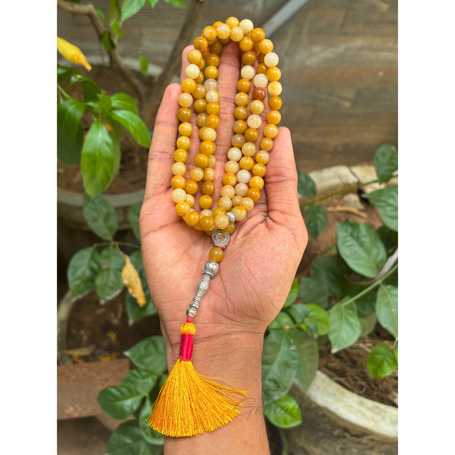 Yellow Aventurine Tasbih 8MM – 99+1 Beads | 100% Natural Certified Handmade Stone Tasbih image 2