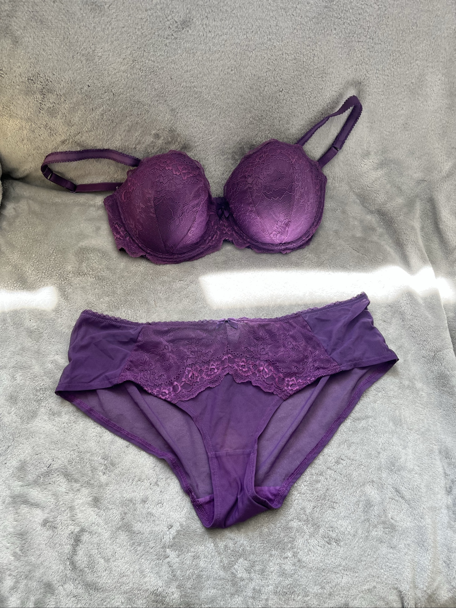 TU Purple Lace Bra 38D & Brief Set UK 16