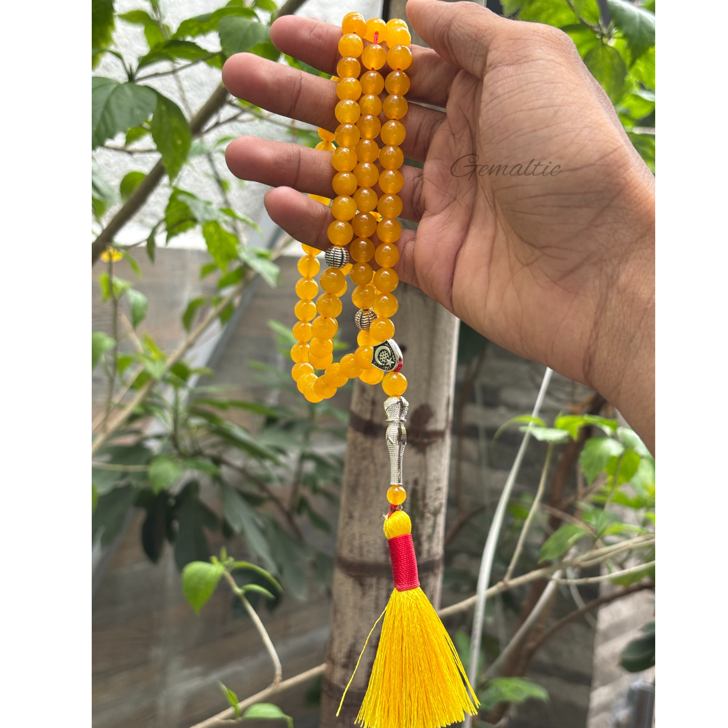 Yellow Sapphire Tasbih 8MM – 99+1 Beads | 100% Natural Certified Handmade Stone Tasbih image 2