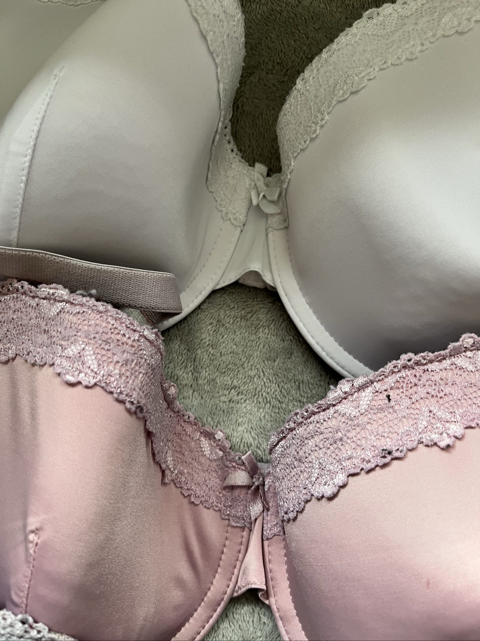 White, Pink & Grey Lace Trim Bra Set UK 38D Polyester Blend image 3
