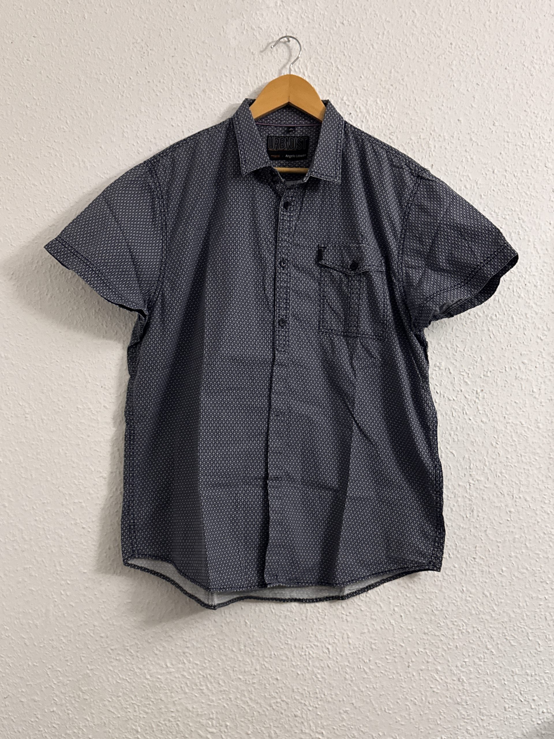 Urban Dist Blue Geometric Print Casual Shirt XL 2572