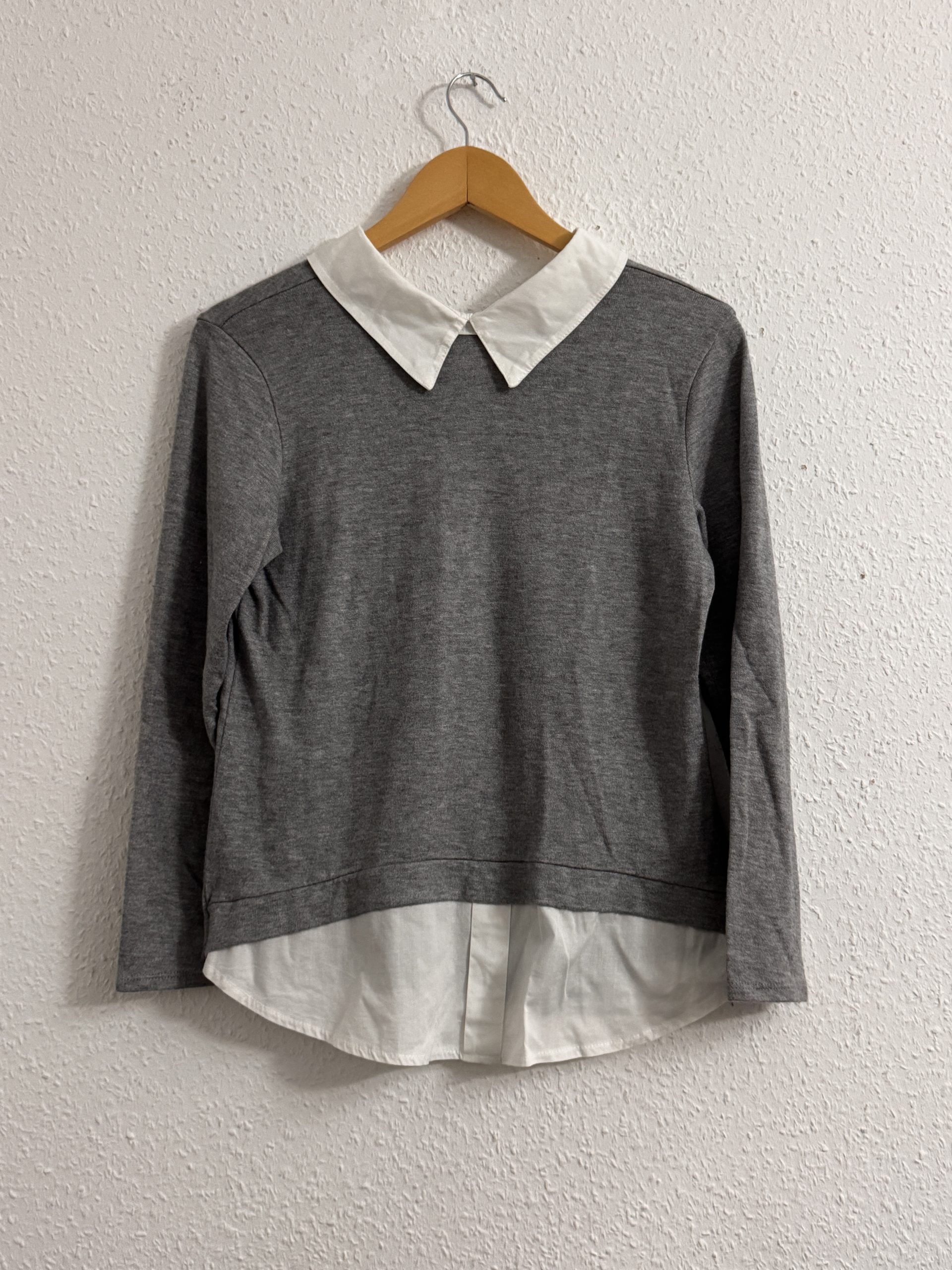 Unbranded Grey & White Layered Look Long Sleeve Top M 2579