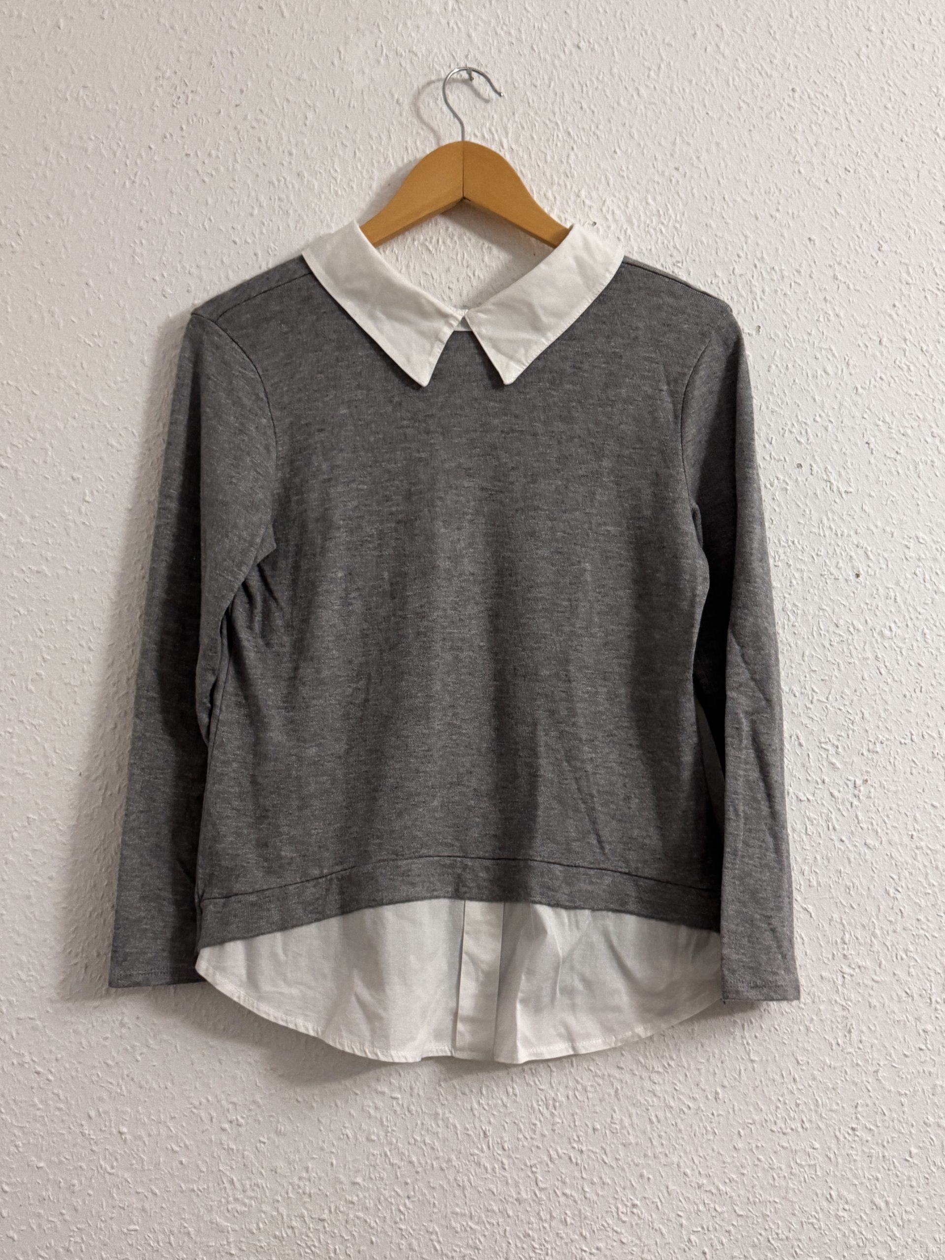 Unbranded Grey & White Layered Look Long Sleeve Top M 2579 image 2