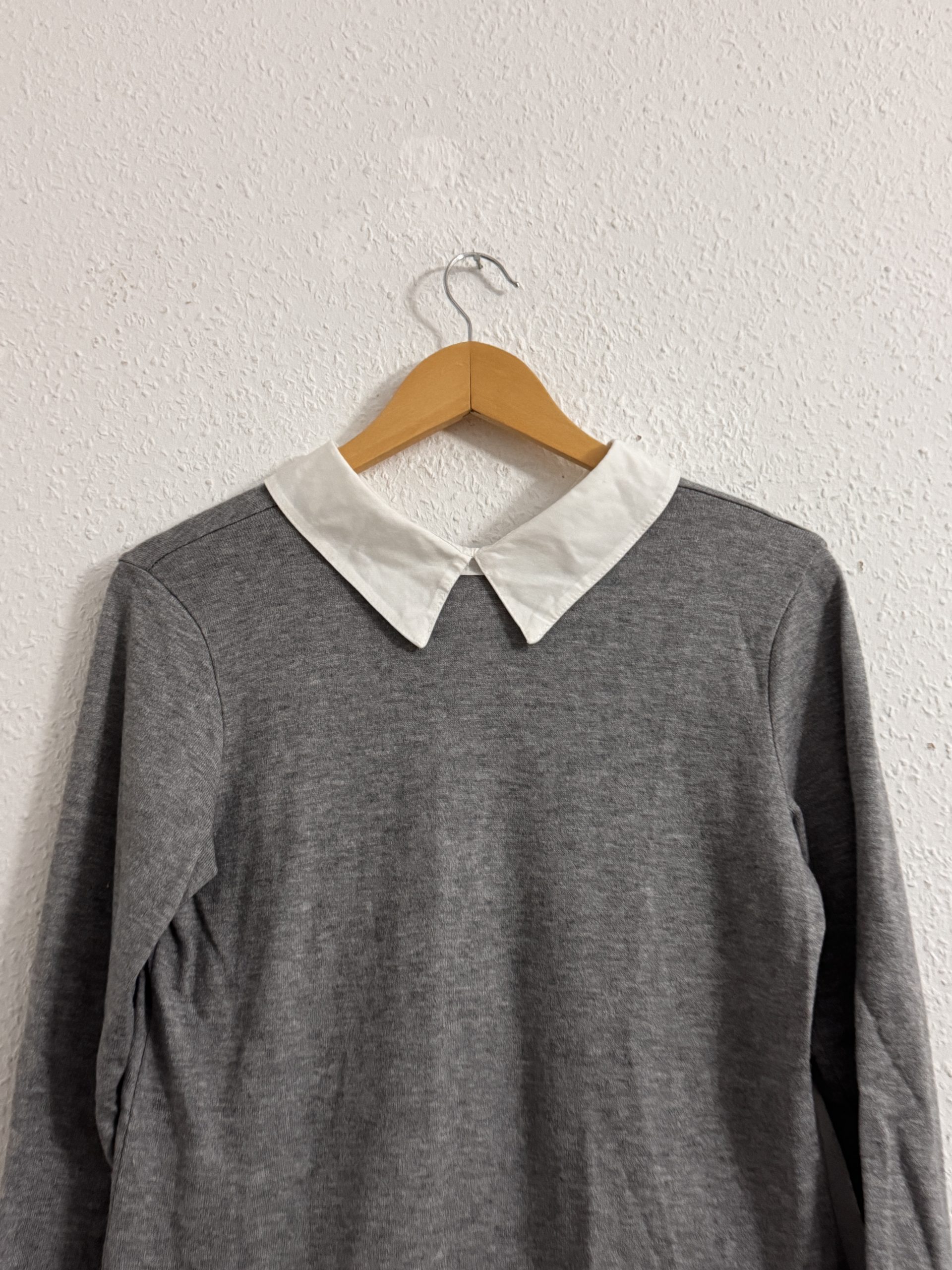 Unbranded Grey & White Layered Look Long Sleeve Top M 2579 image 3