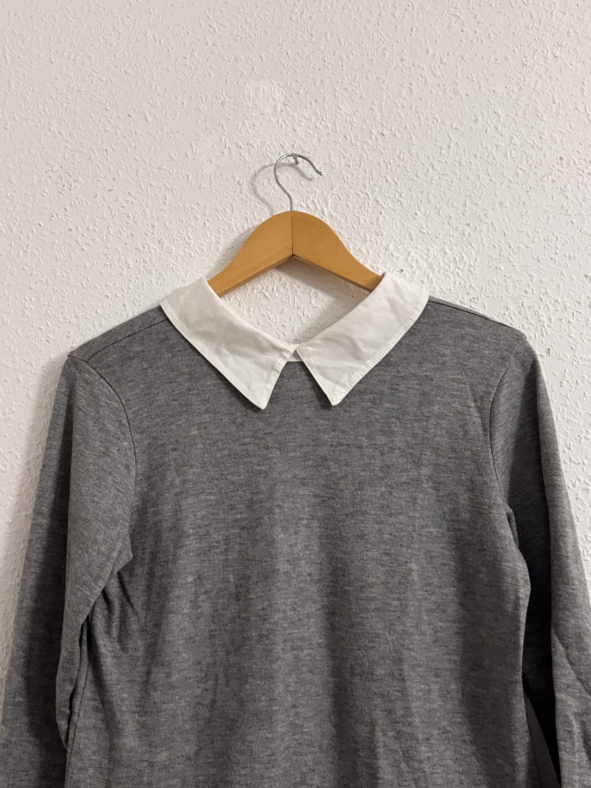 Unbranded Grey & White Layered Look Long Sleeve Top M 2579 image 4