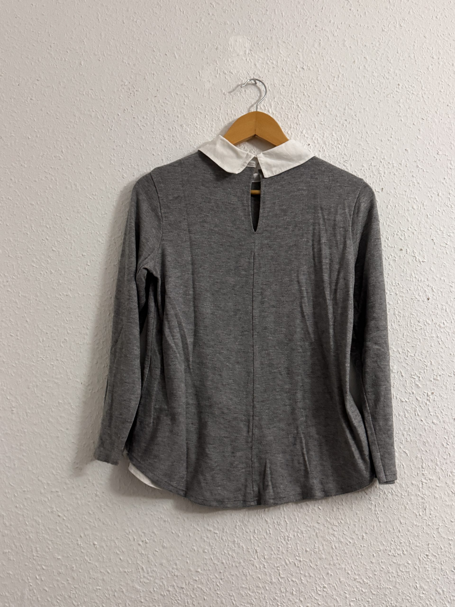 Unbranded Grey & White Layered Look Long Sleeve Top M 2579 image 6
