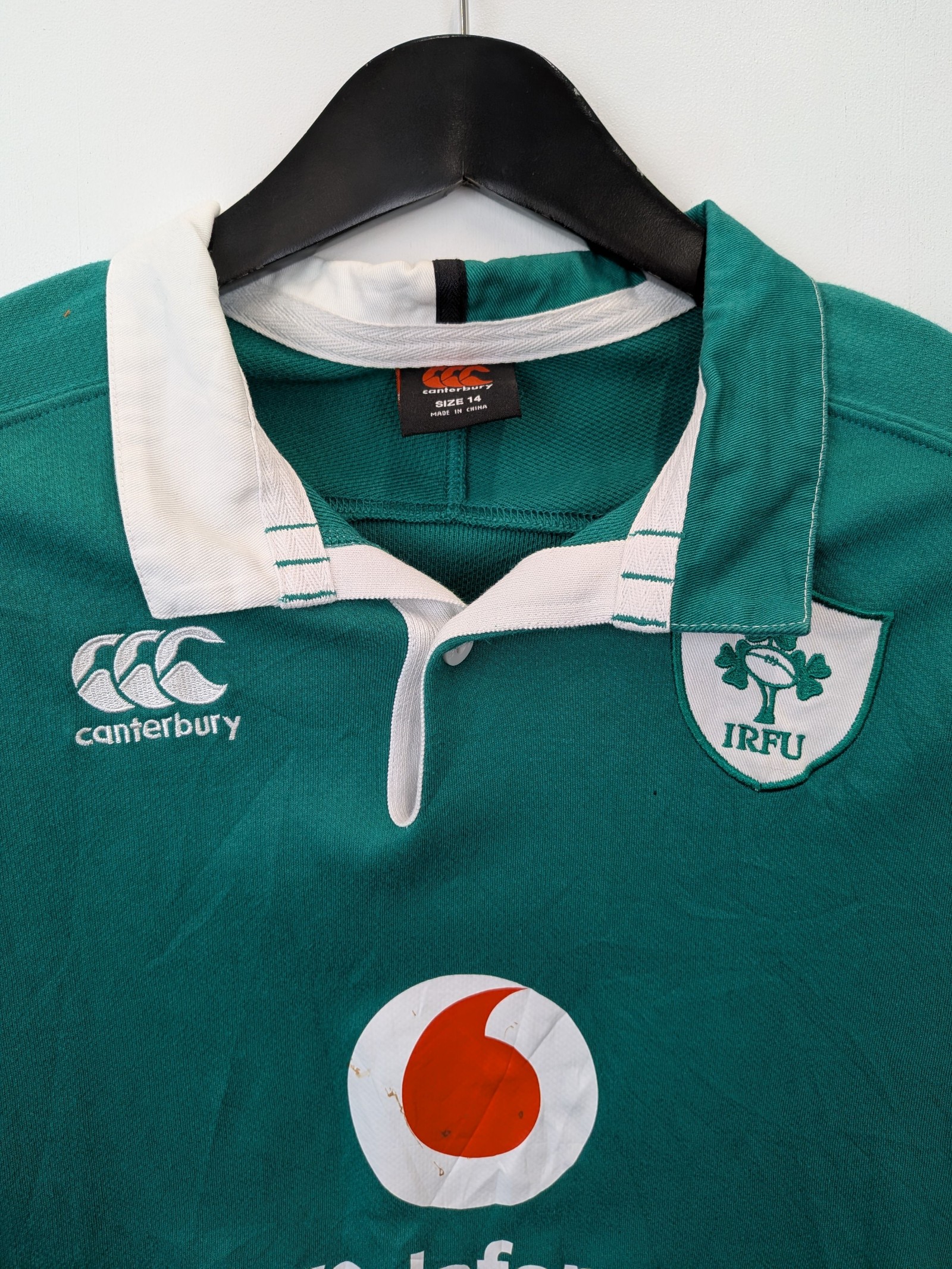 Canterbury Green Vodafone Rugby Shirt Size 14 IRFU image 2