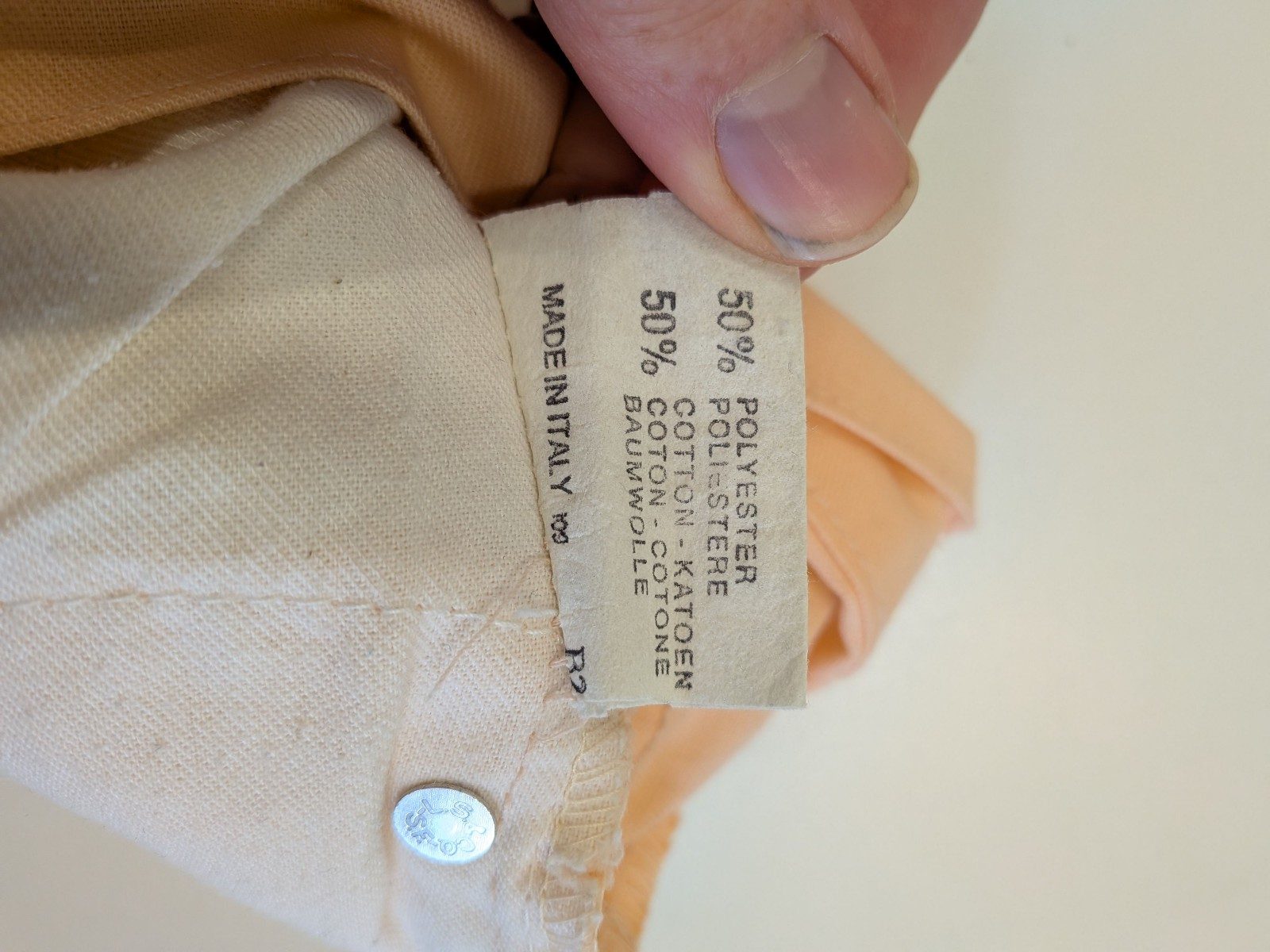 Levi's Peach Denim Tapered Jeans US 24 Worn Light Stains image 6