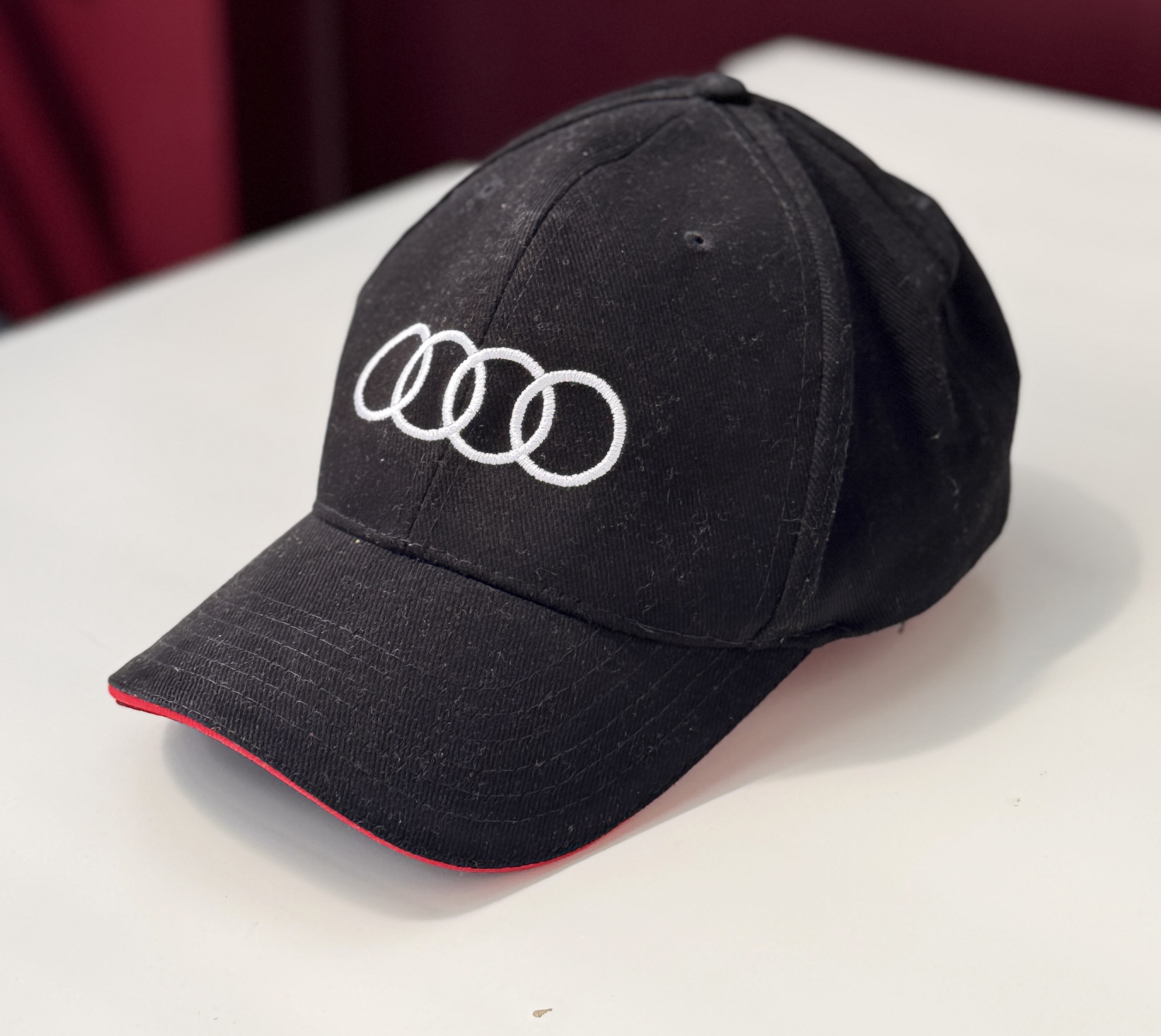 Audi Black & Red Baseball Cap One Size Logo Embroidered - AB2
