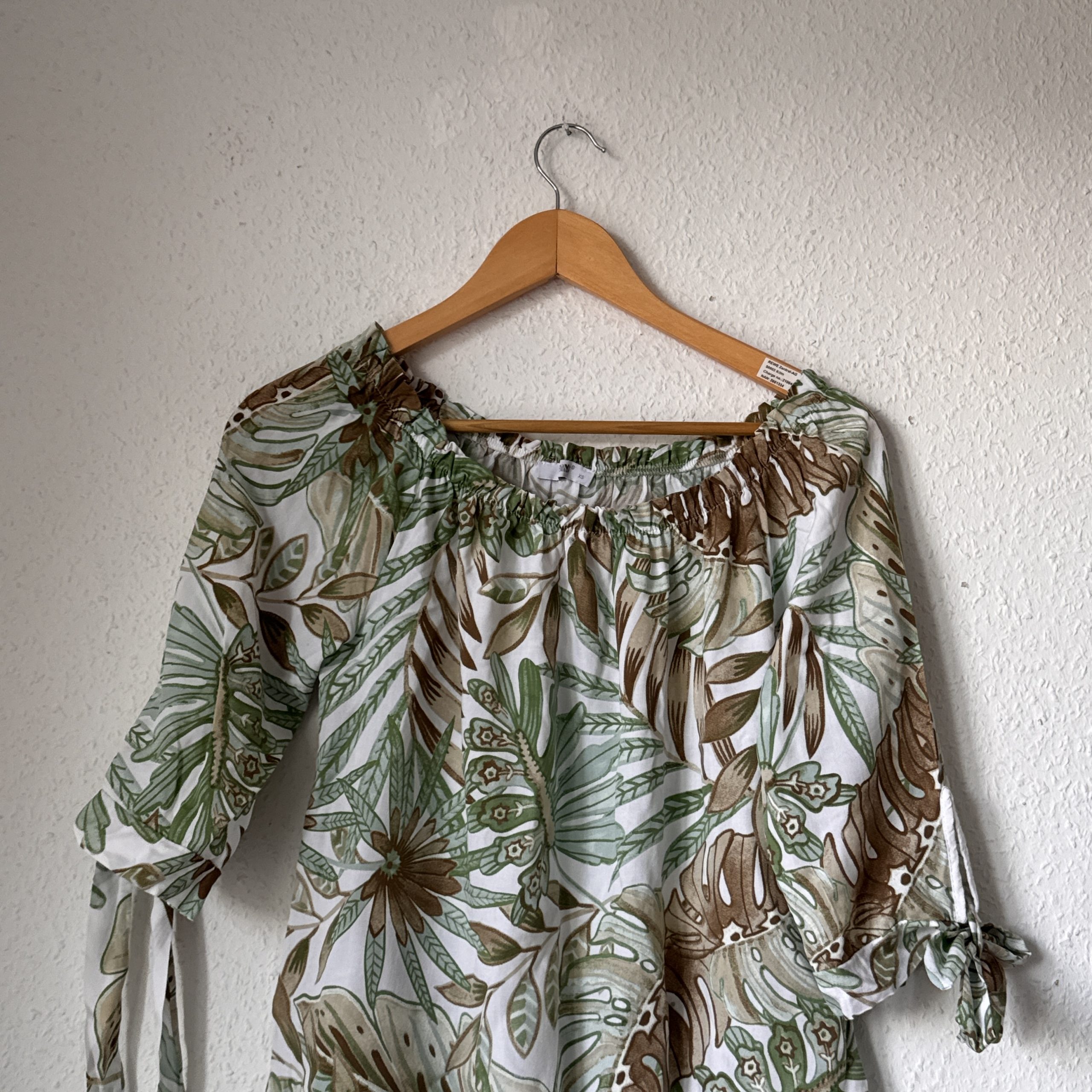 Haily's Green & Brown Leaf Print Blouse XS 2592 image 3