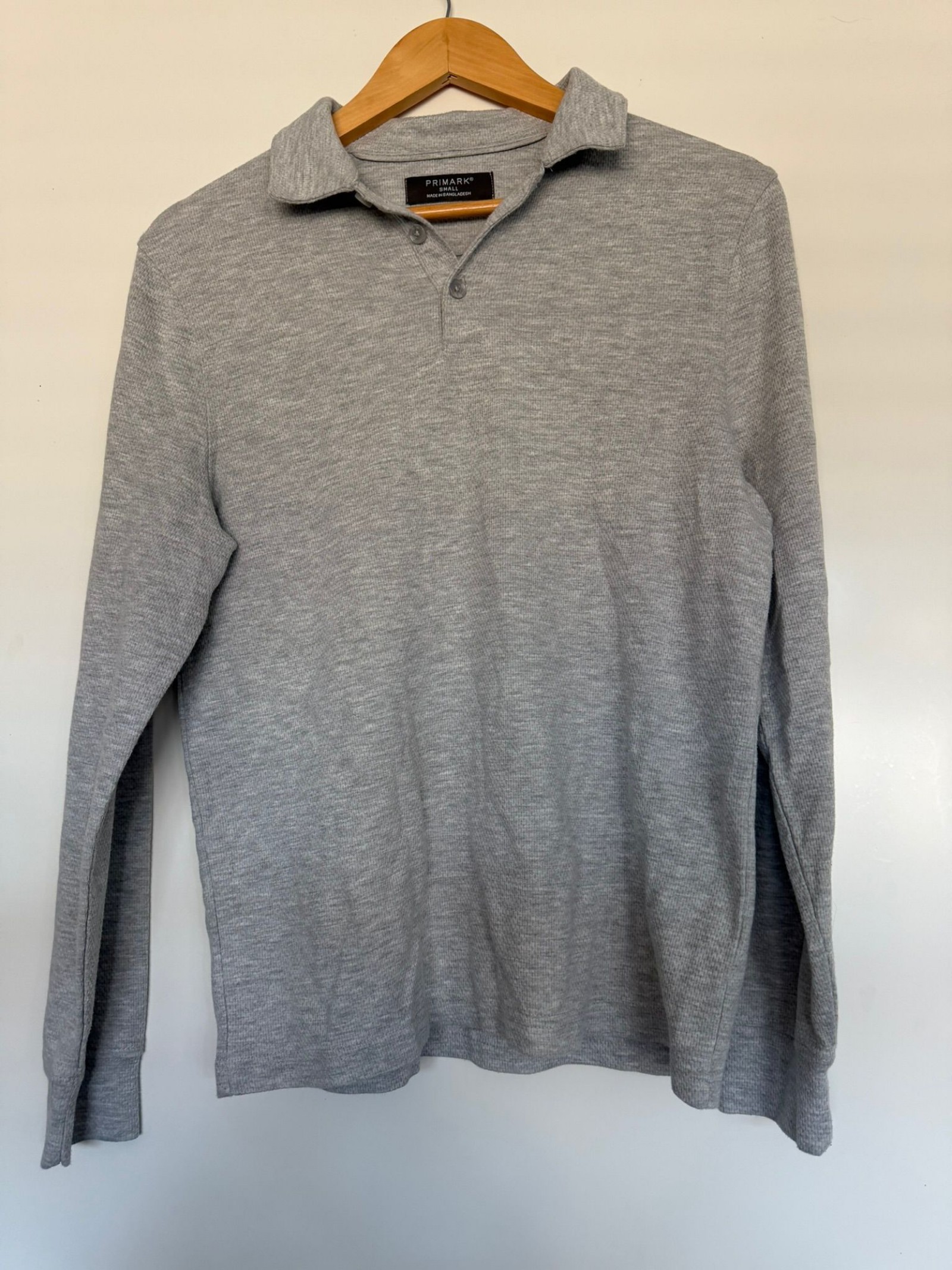 Primark Grey Long Sleeve Polo Shirt Small