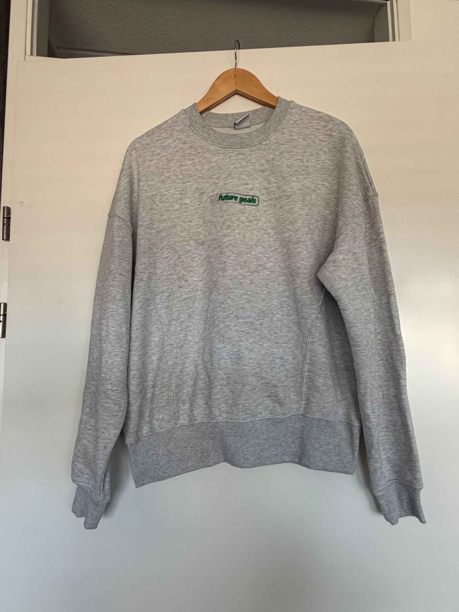 Zara-Grey Sweatshirt Size Large with "Future Goals" image 3