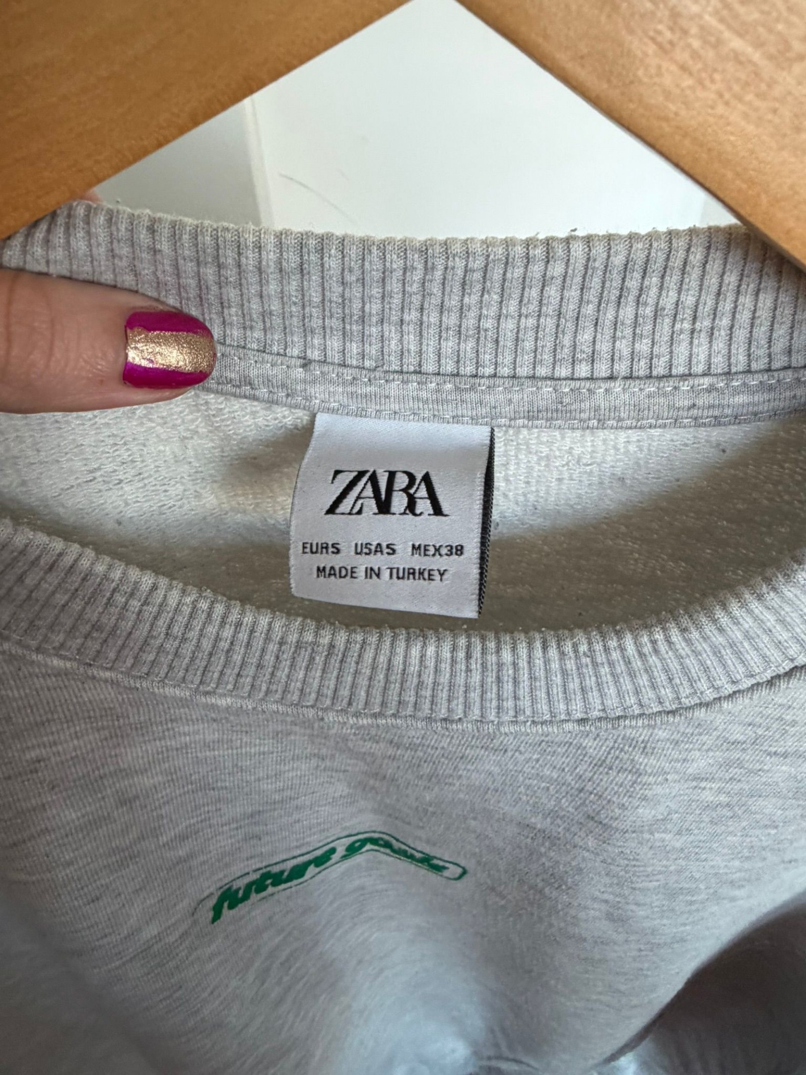 Zara-Grey Sweatshirt Size Large with "Future Goals" image 6