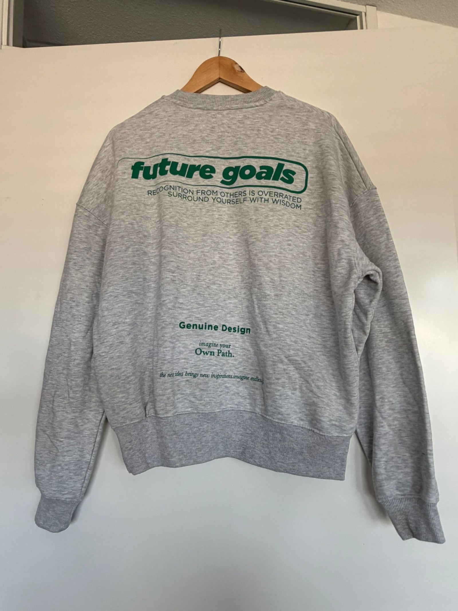 Zara-Grey Sweatshirt Size Large with "Future Goals" image 5