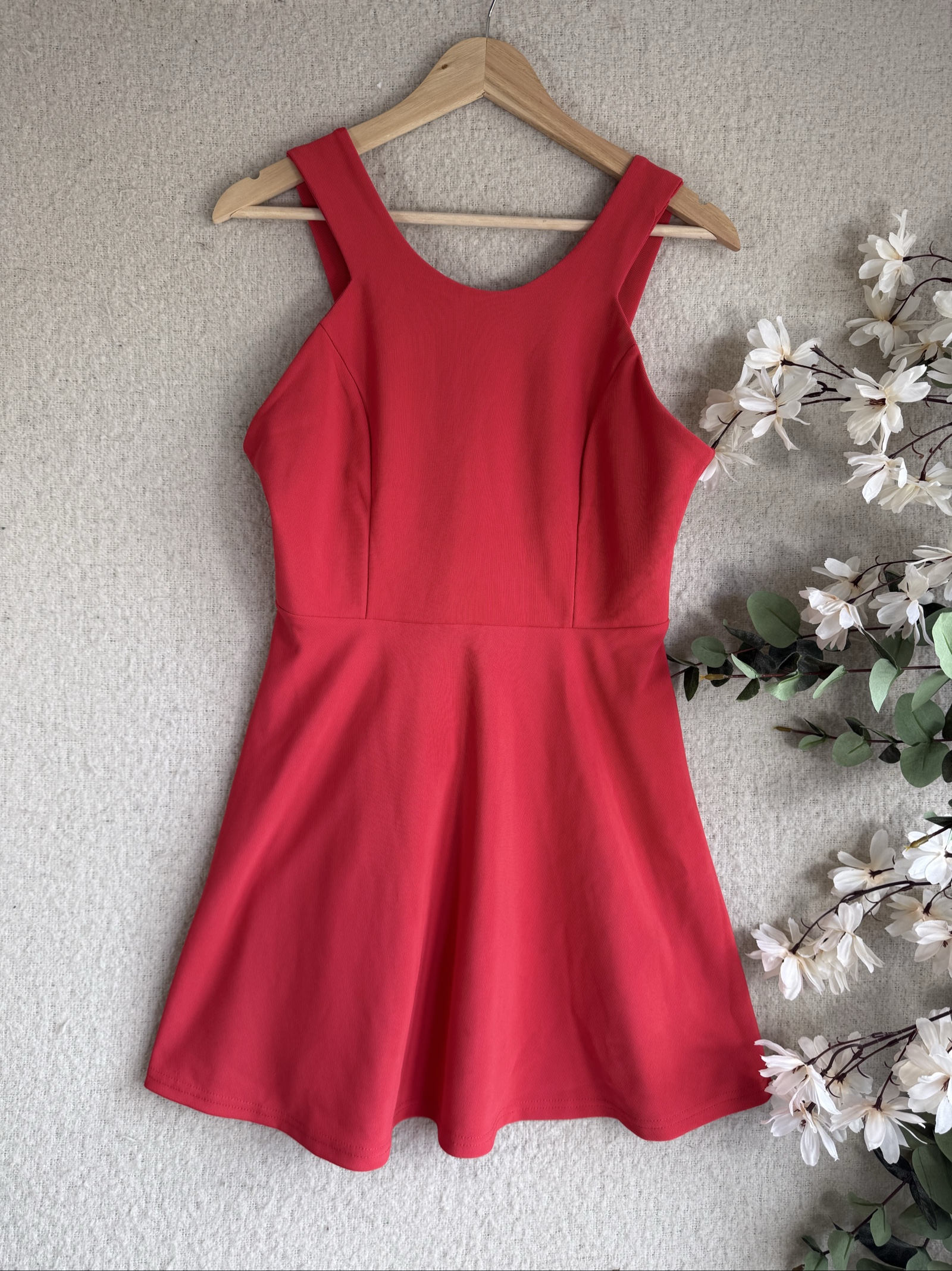 New Look Red Sleeveless Skater Dress Large Stylish Comfortable Summer Dress