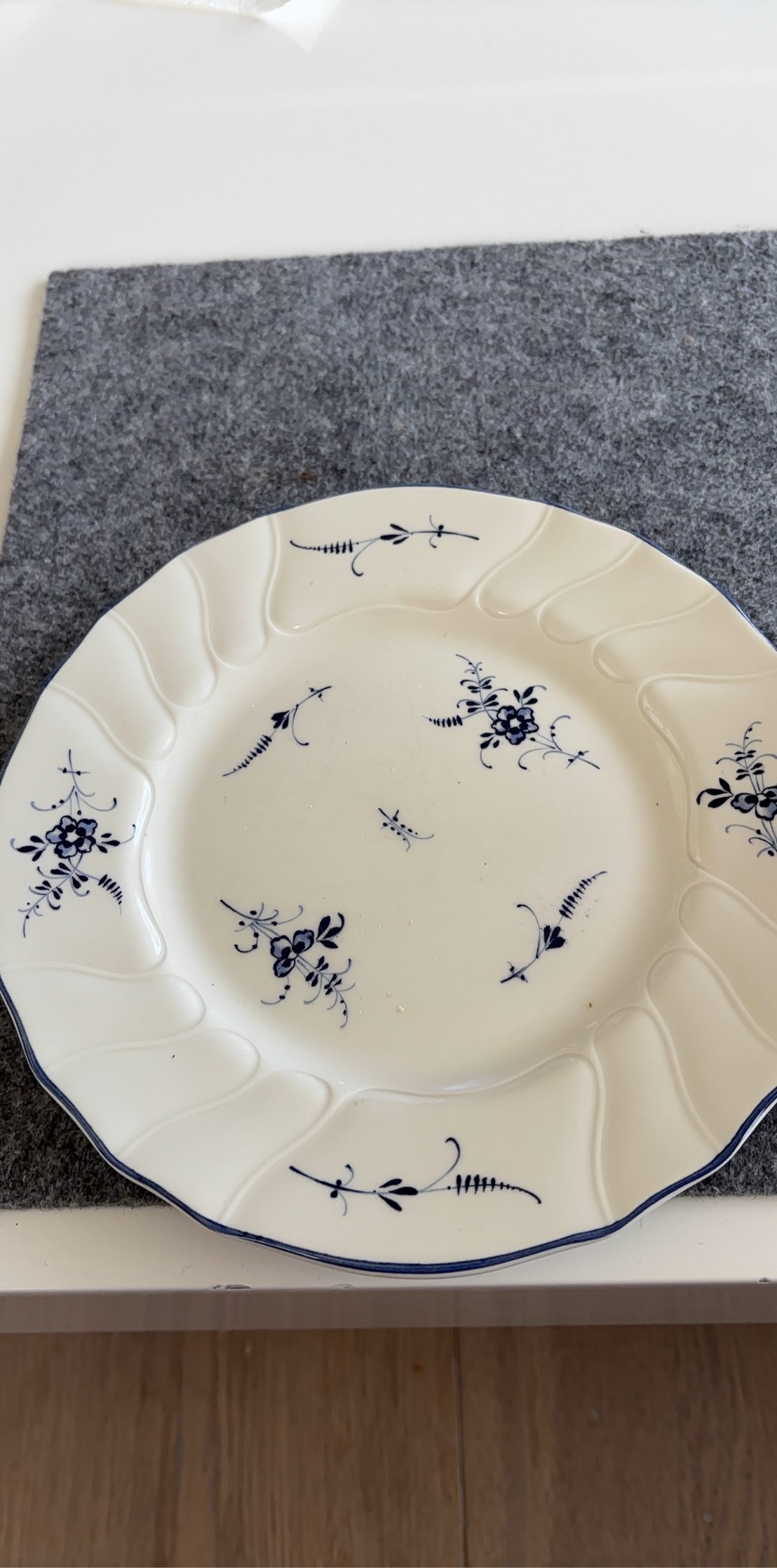 Vintage White & Blue Floral Decorative Plate