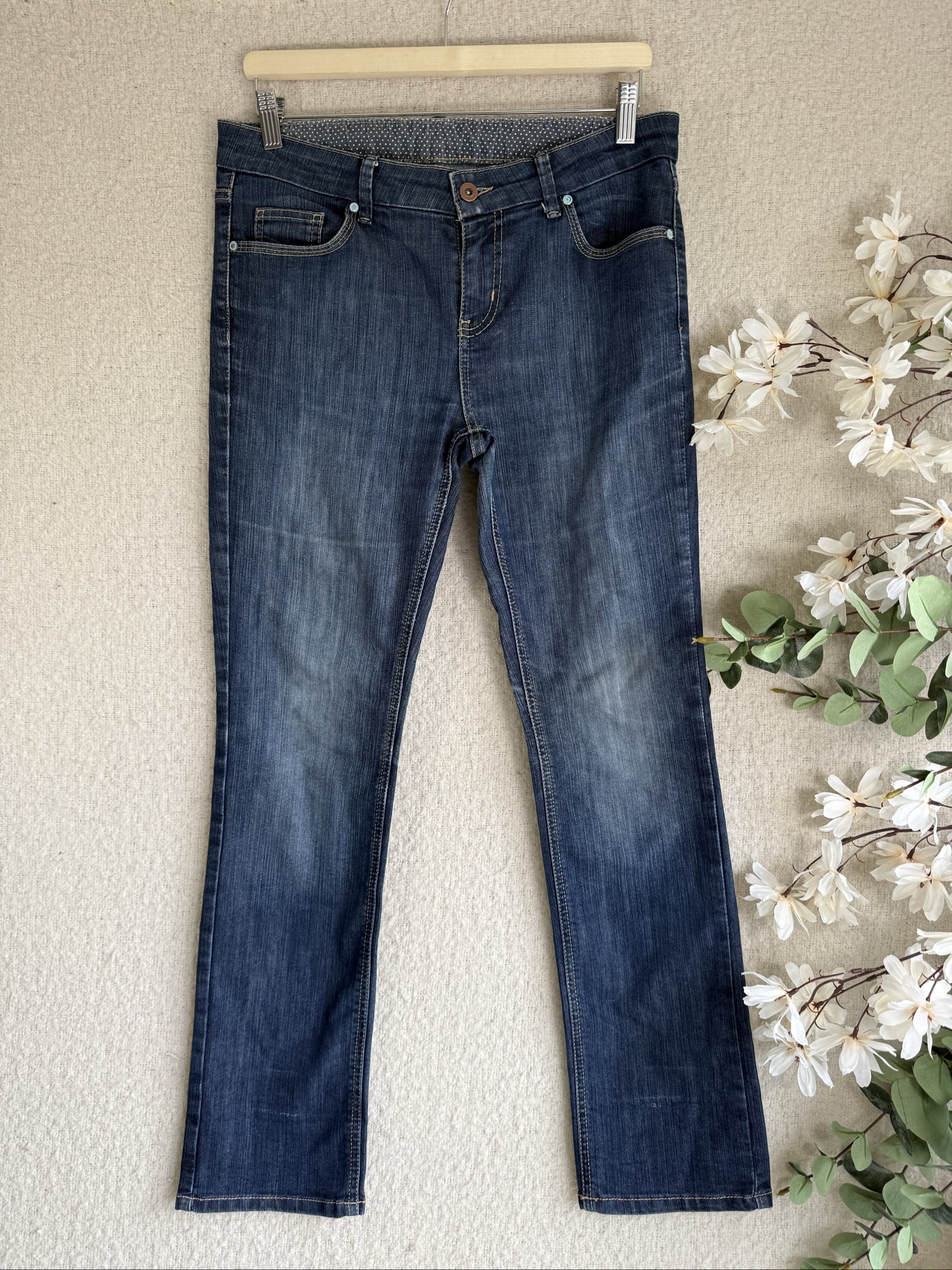 Marks & Spencer Indigo Mix Slim Fit Denim Jeans Size 12 Medium Dark Blue