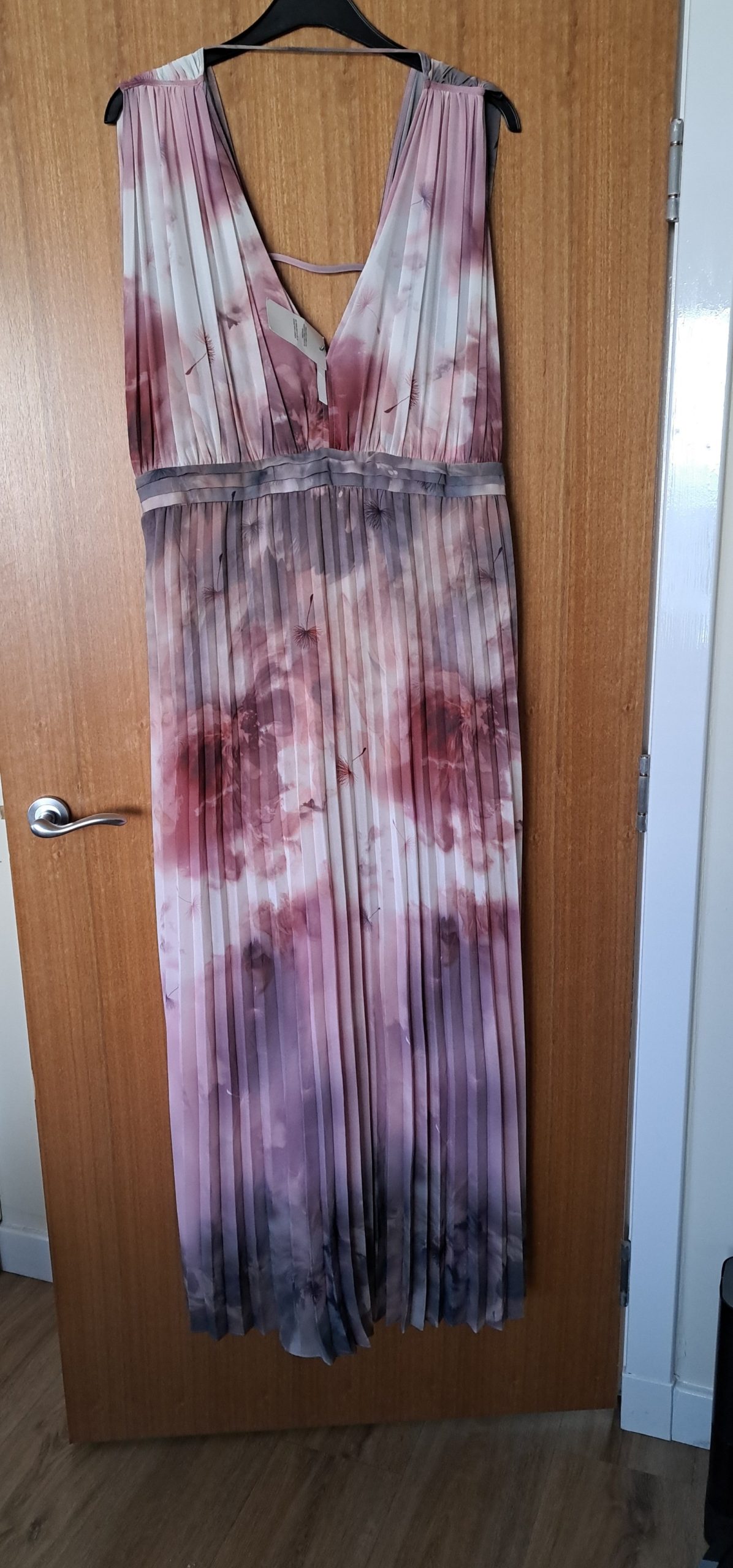 Coast Pink & Purple Floral Pleated Maxi Dress UK 20