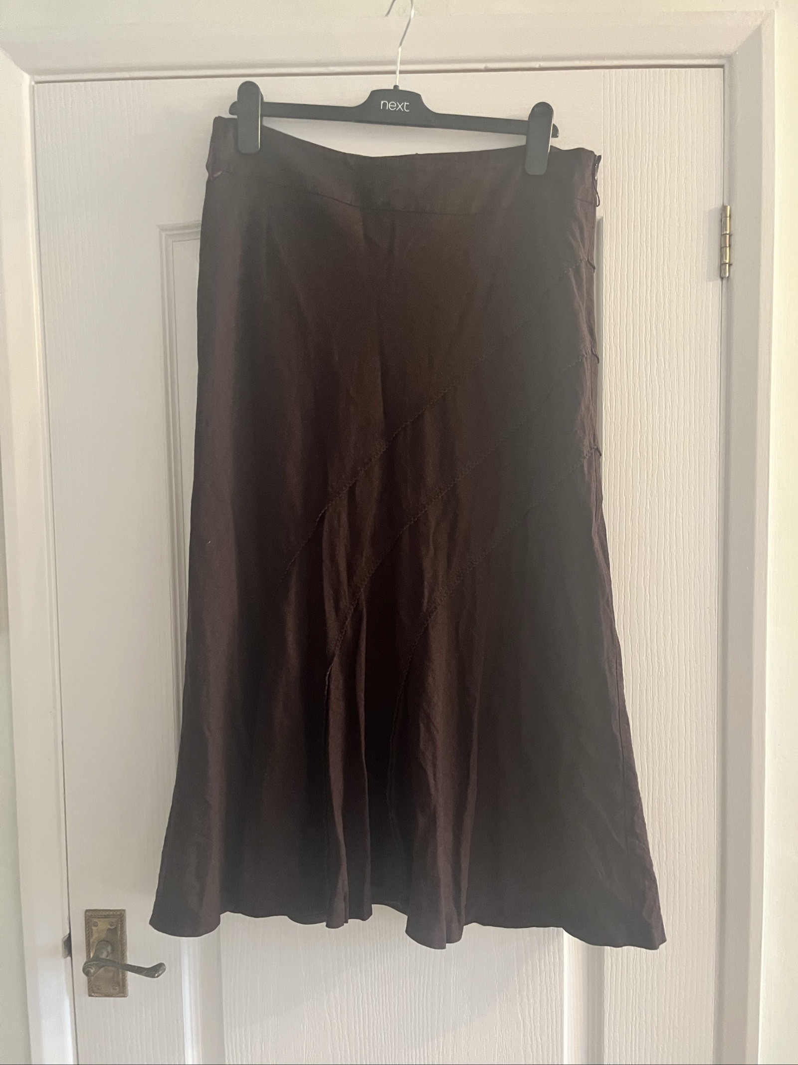 M&Co. Brown Linen Blend Midi Skirt UK 16