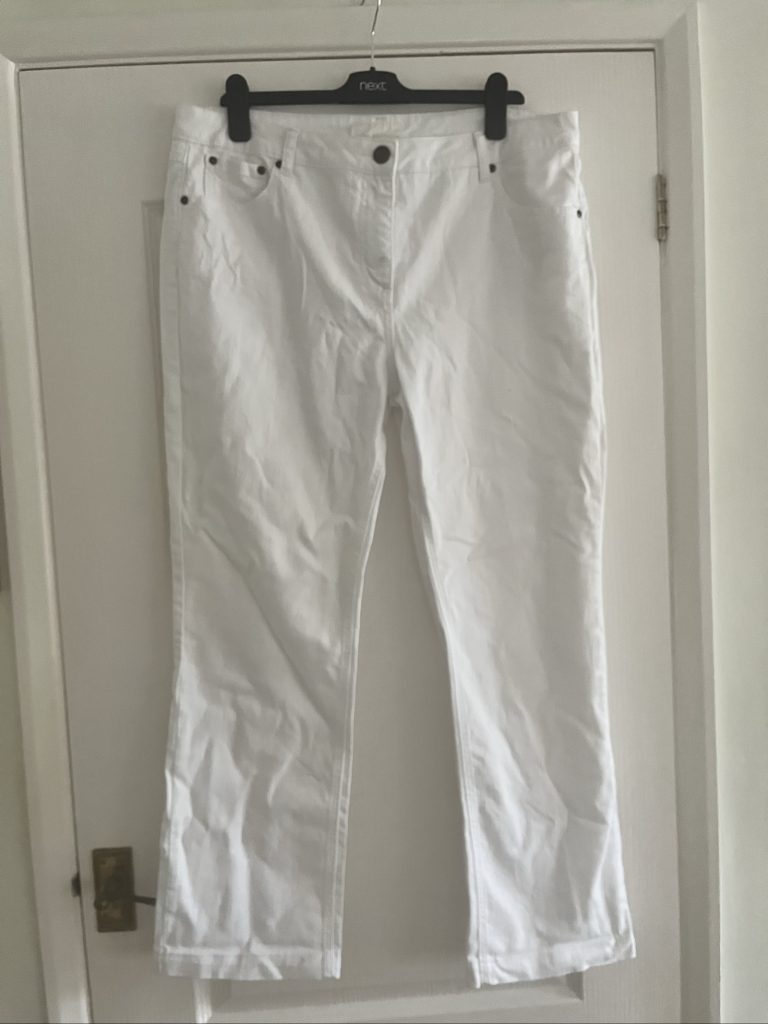 John Rocha White Cotton Blend Jeans UK 18 Relaxed Fit