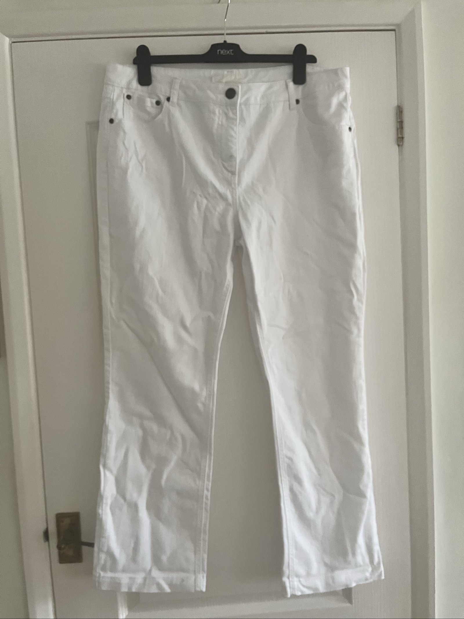 John Rocha White Cotton Blend Jeans UK 18 Relaxed Fit