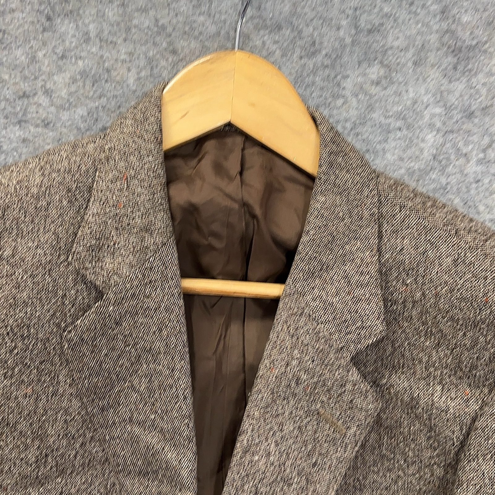 St Michael Brown Tweed Wool Blend Men's Blazer Jacket Large Classic Fit image 2