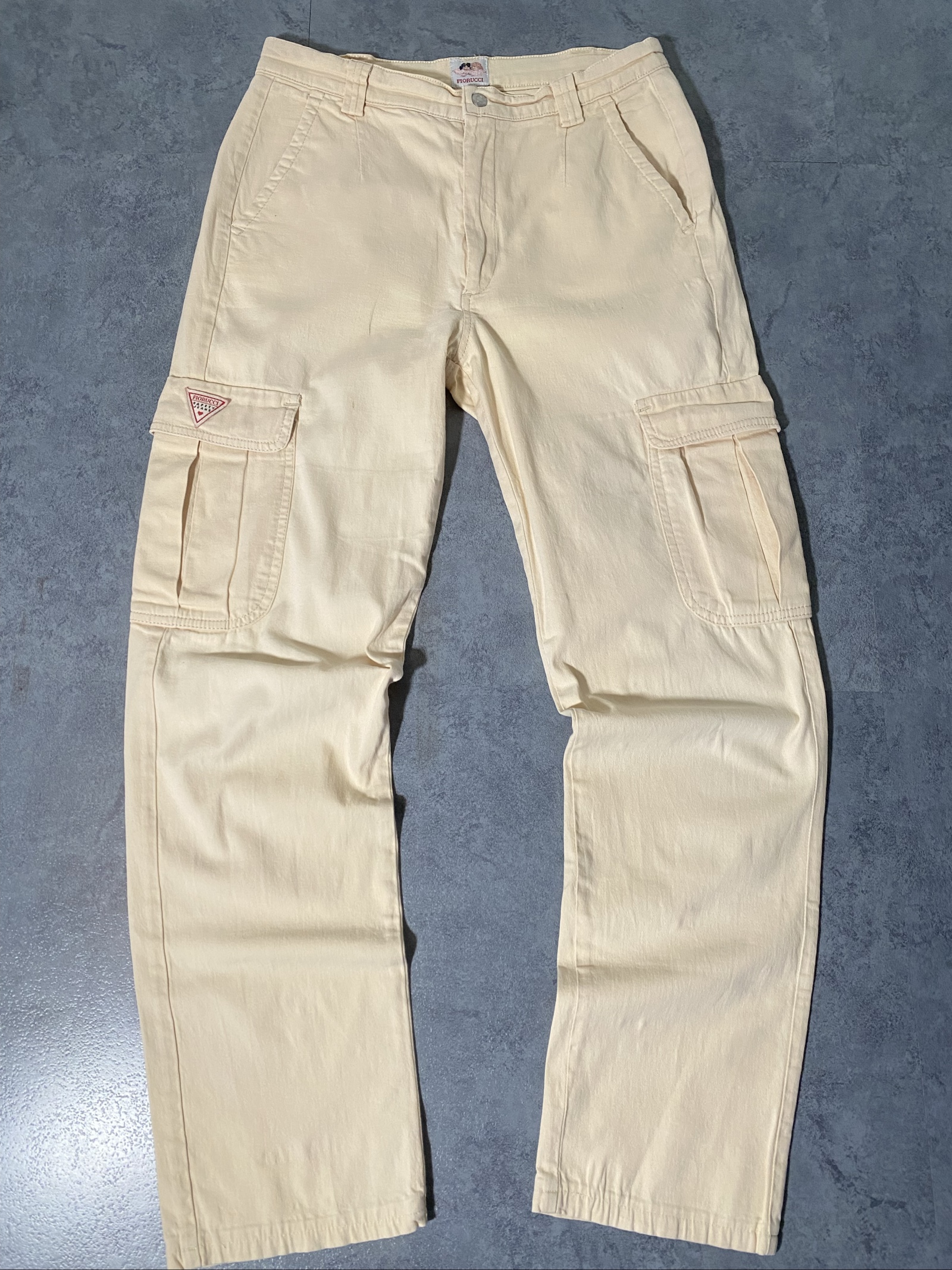 Fiorucci Beige Cargo Trousers Size 30 Safety Jeans