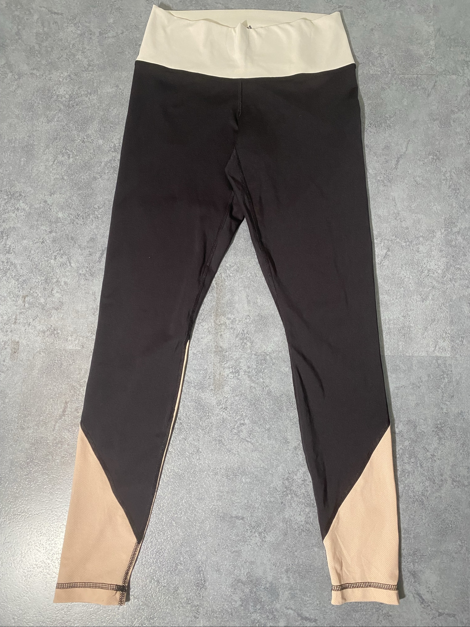 Adidas Black & Beige Leggings Small Lightweight Fit