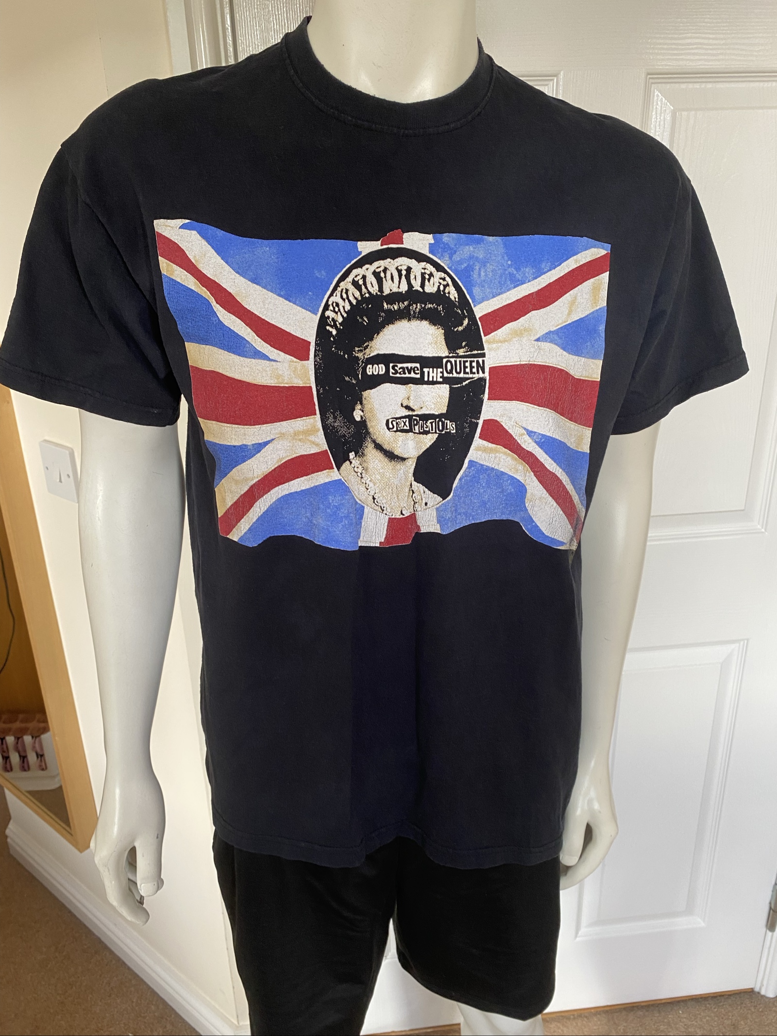 Vintage Sex Pistols God Save The Queen Black Band T-Shirt - Size Large