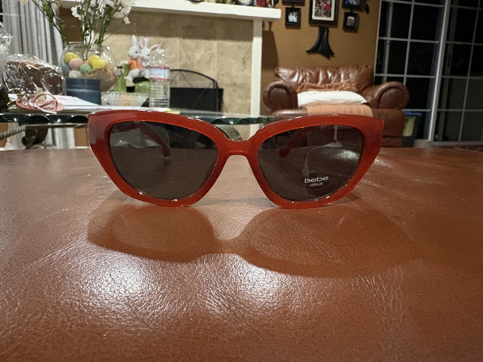 Bebe Red Cat Eye Sunglasses with Rhinestone Logo