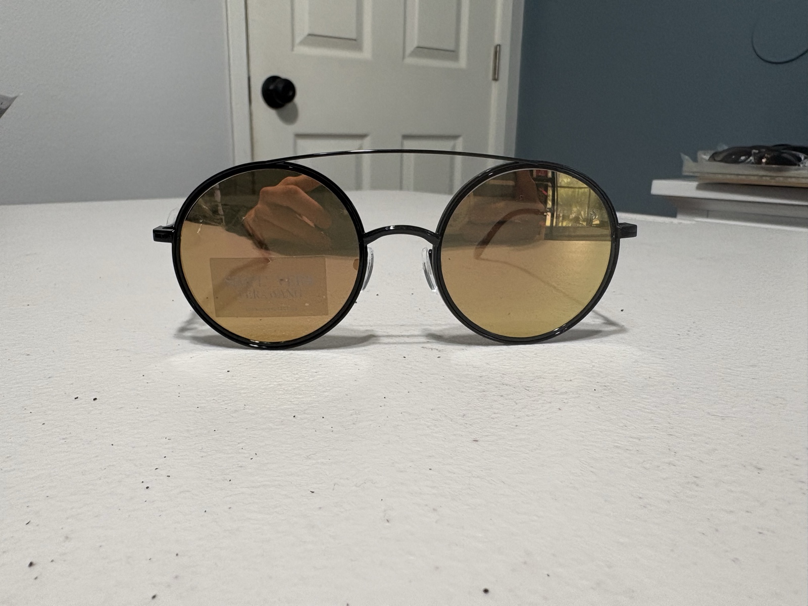 Black Frame Yellow Lens Round Sunglasses