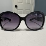 Liz Claiborne Black Oversized Sunglasses with Textured Arms