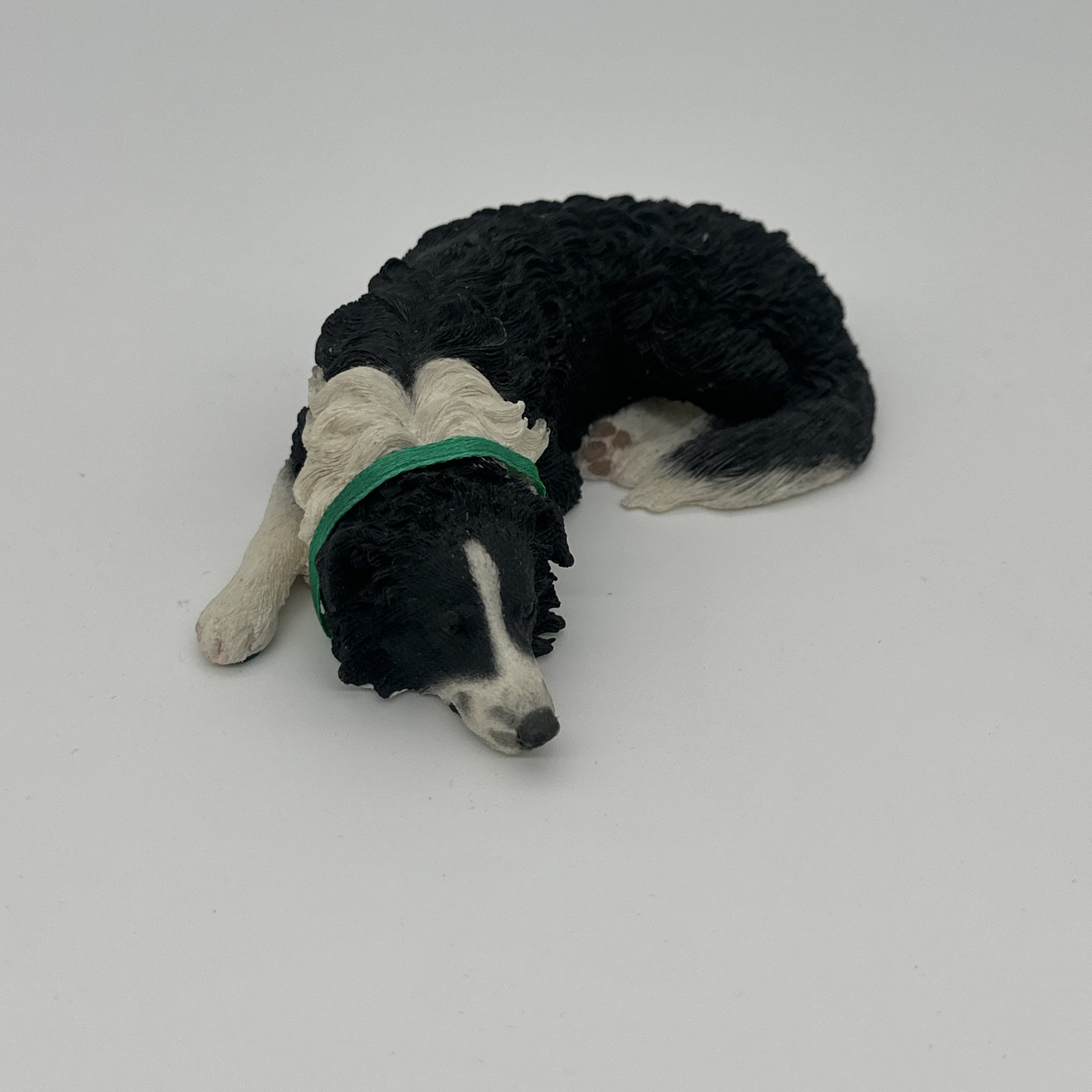 Ganny Artists Black & White Sleeping Border Collie Figurine