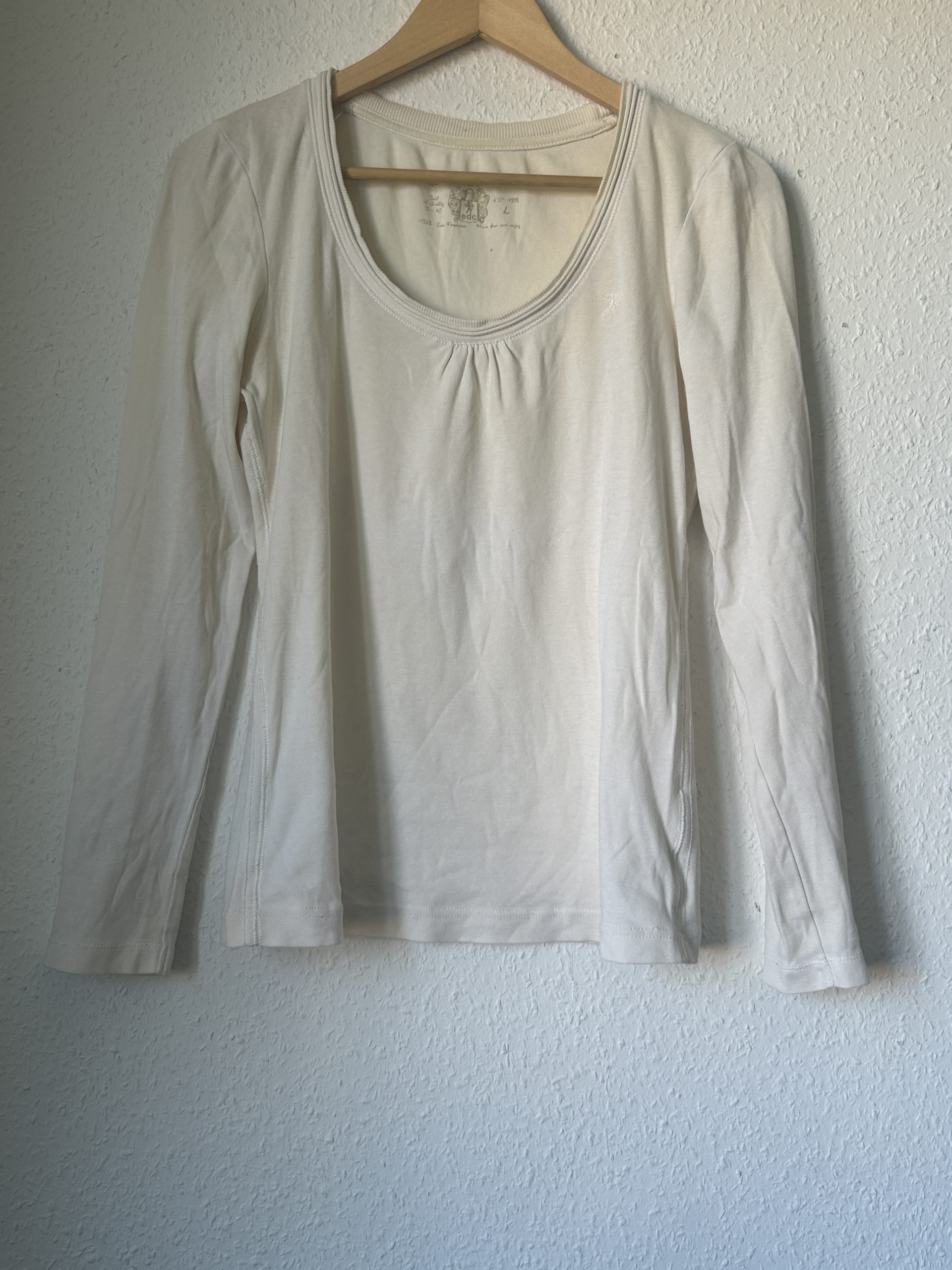 edc by Esprit White Long Sleeve Top Size 7 Soft Cotton 2135