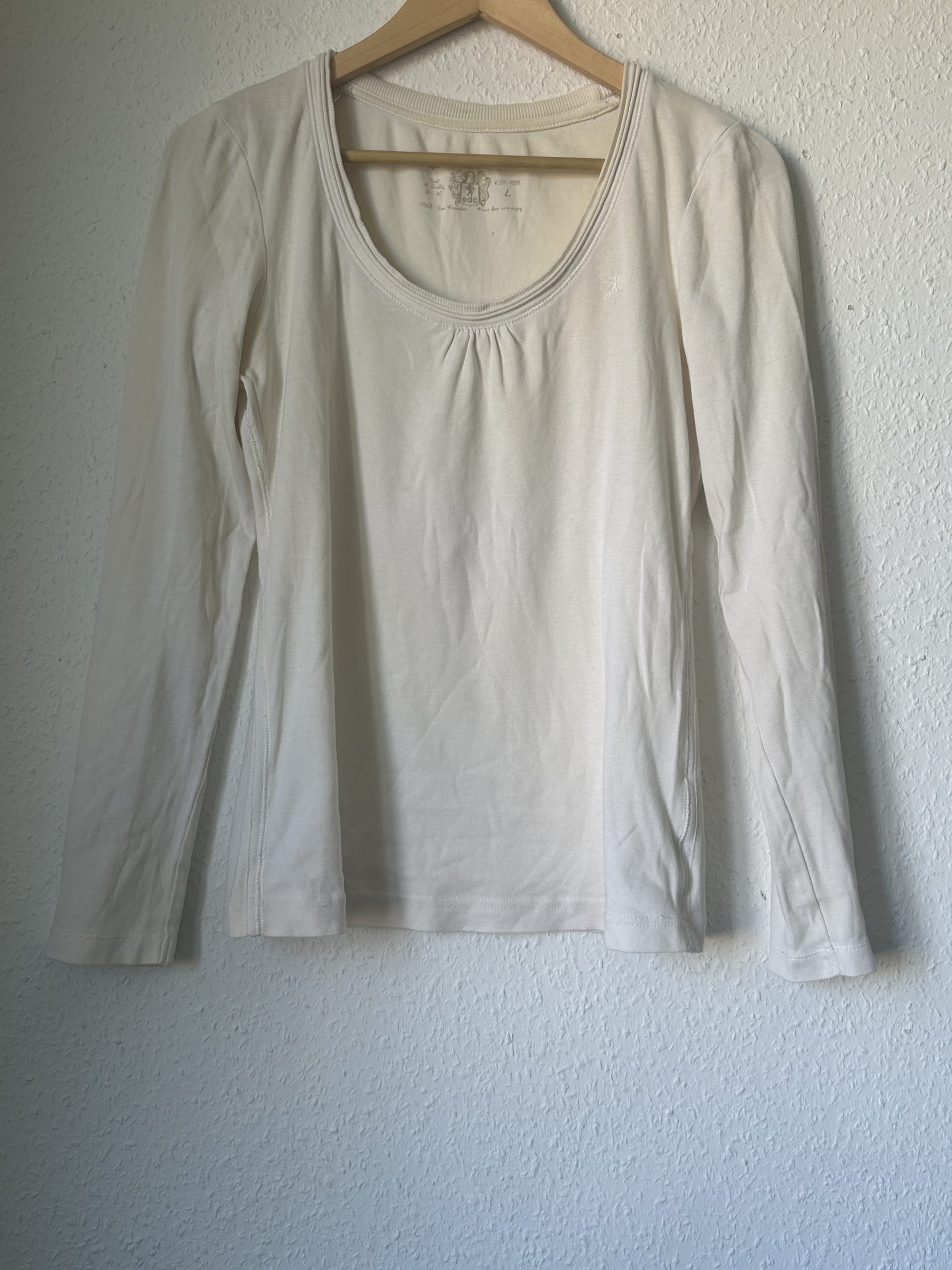 edc by Esprit White Long Sleeve Top Size 7 Soft Cotton 2135 image 2